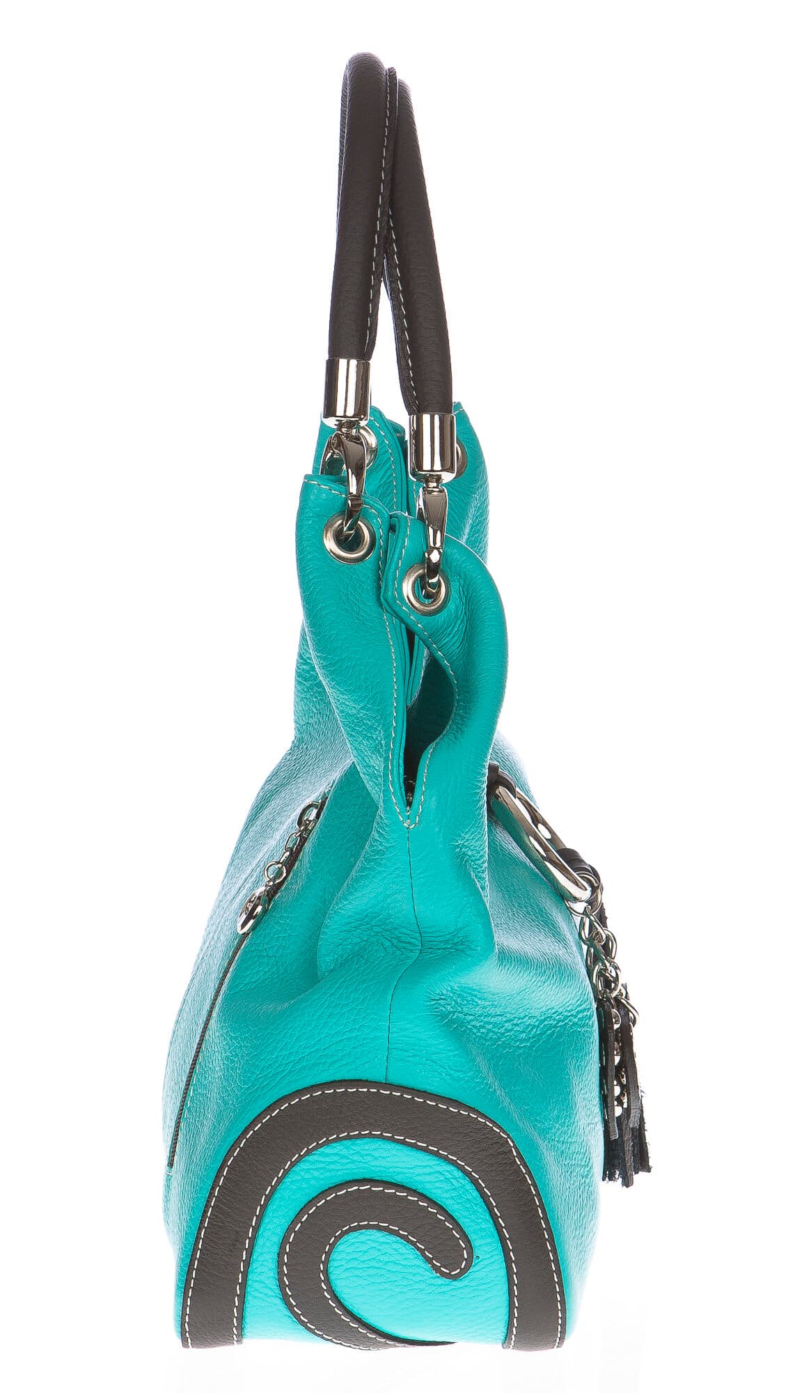 Borsa donna in vera pelle CHIAROSCURO mod. BONELLA small colore AZZURRO Made in Italy