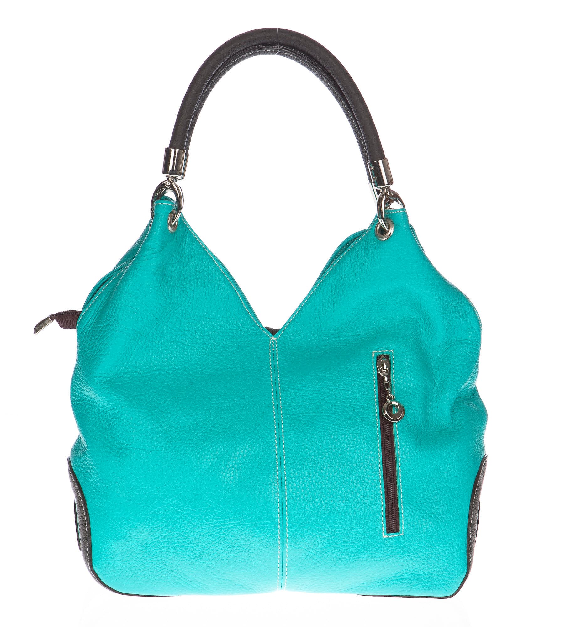 Borsa donna in vera pelle CHIAROSCURO mod. BONELLA small colore AZZURRO Made in Italy