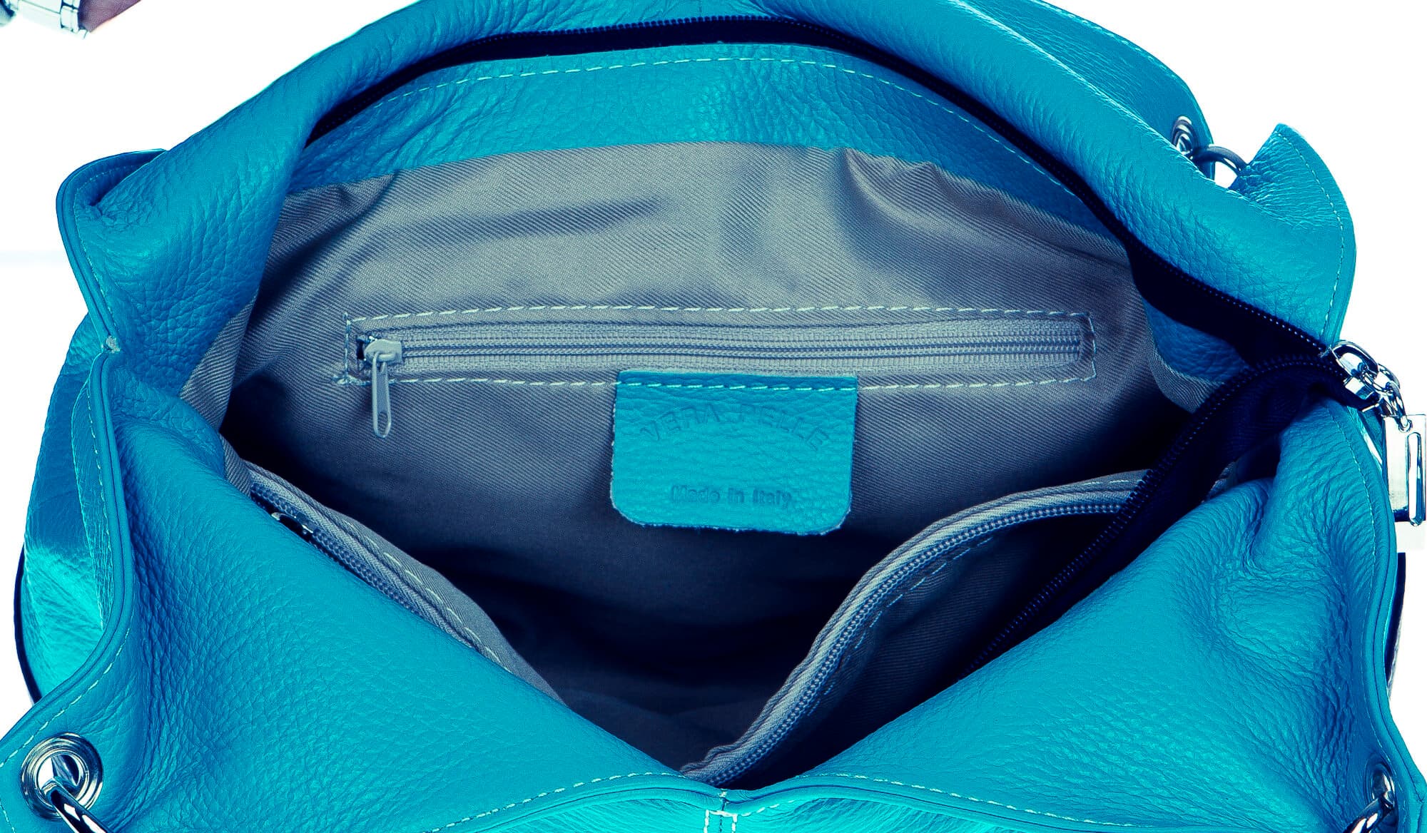 Borsa donna in vera pelle CHIAROSCURO mod. BONELLA small colore AZZURRO Made in Italy