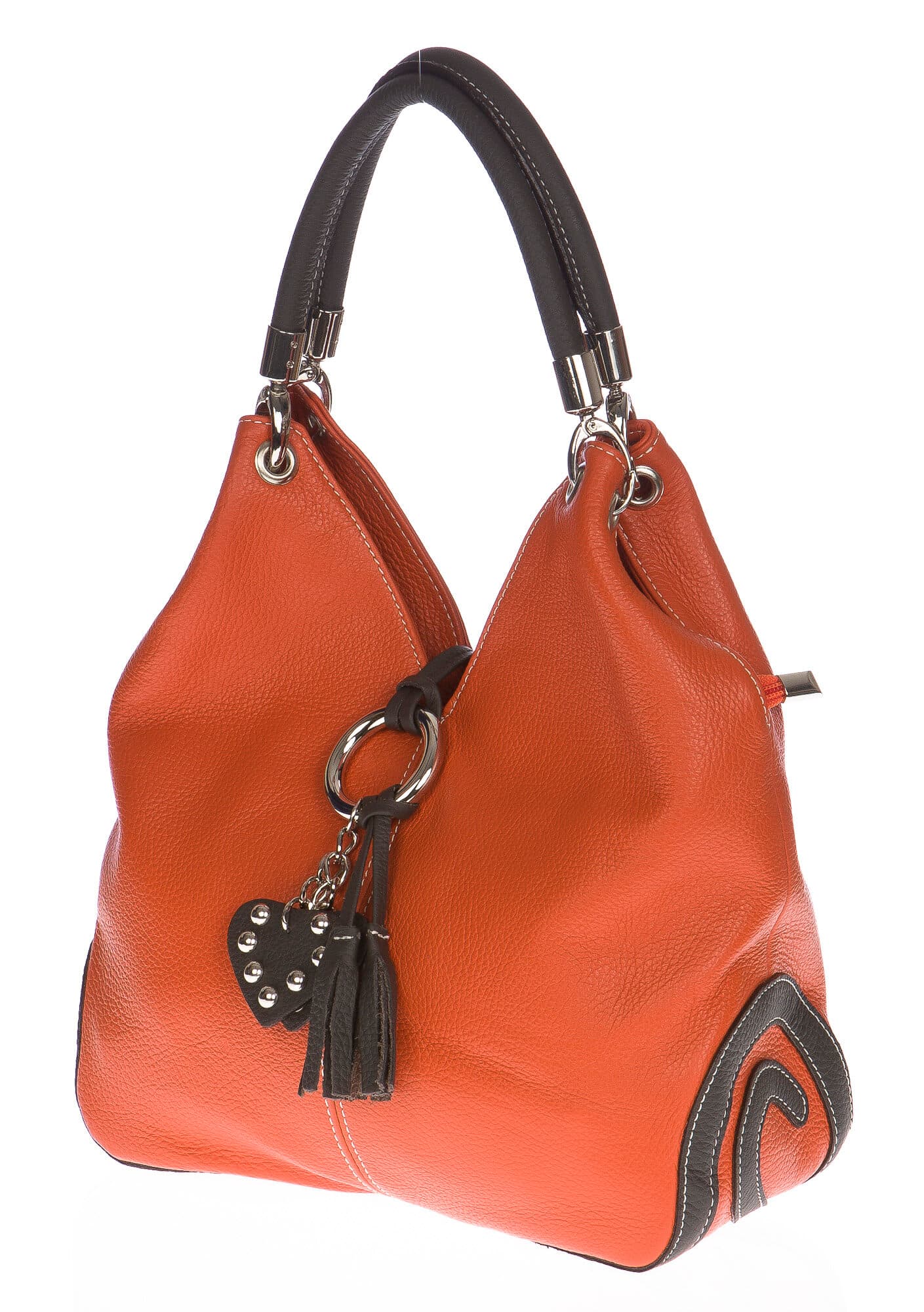 Borsa donna in vera pelle CHIAROSCURO mod. BONELLA big colore ARANCIO Made in Italy