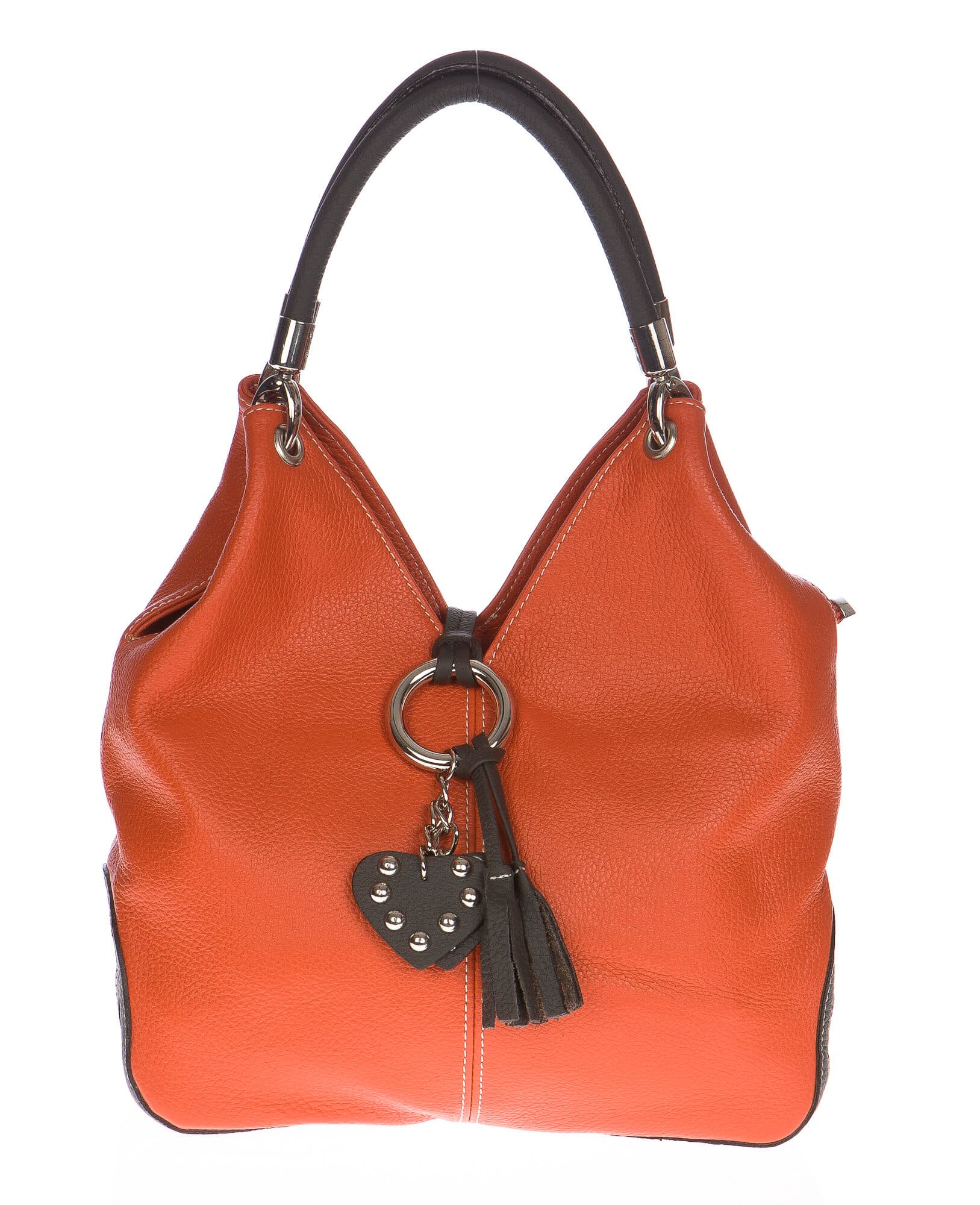 Borsa donna in vera pelle CHIAROSCURO mod. BONELLA big colore ARANCIO Made in Italy