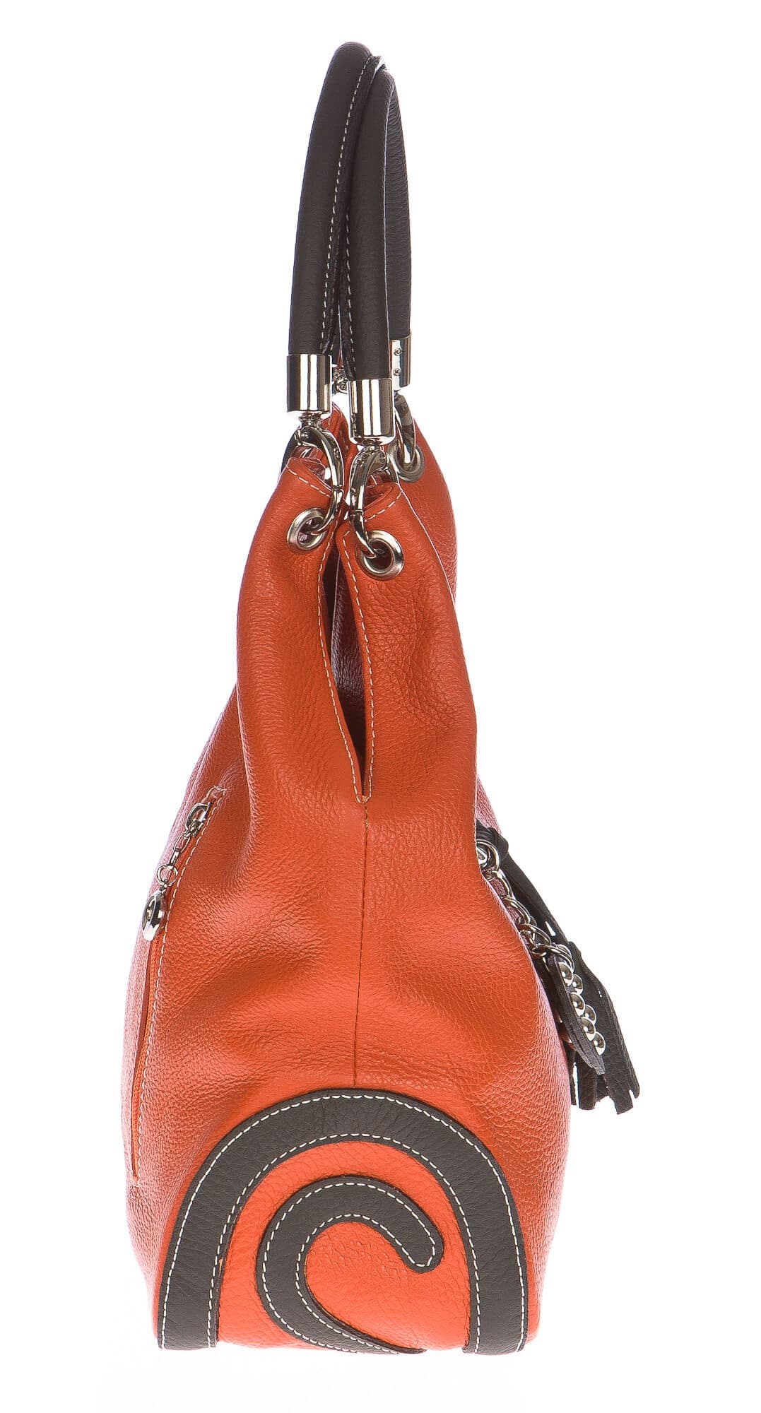 Borsa donna in vera pelle CHIAROSCURO mod. BONELLA small colore ARANCIO Made in Italy