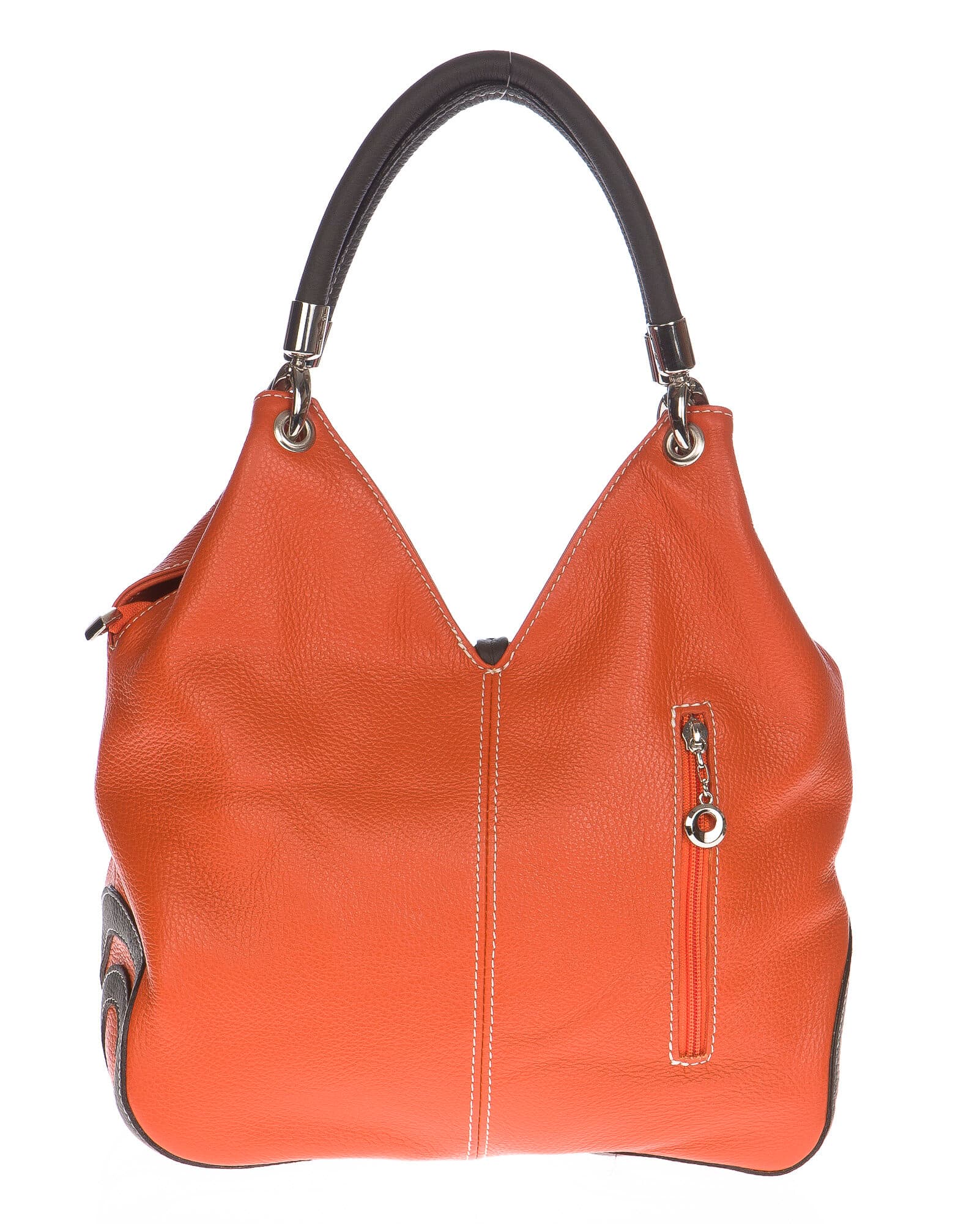 Borsa donna in vera pelle CHIAROSCURO mod. BONELLA big colore ARANCIO Made in Italy
