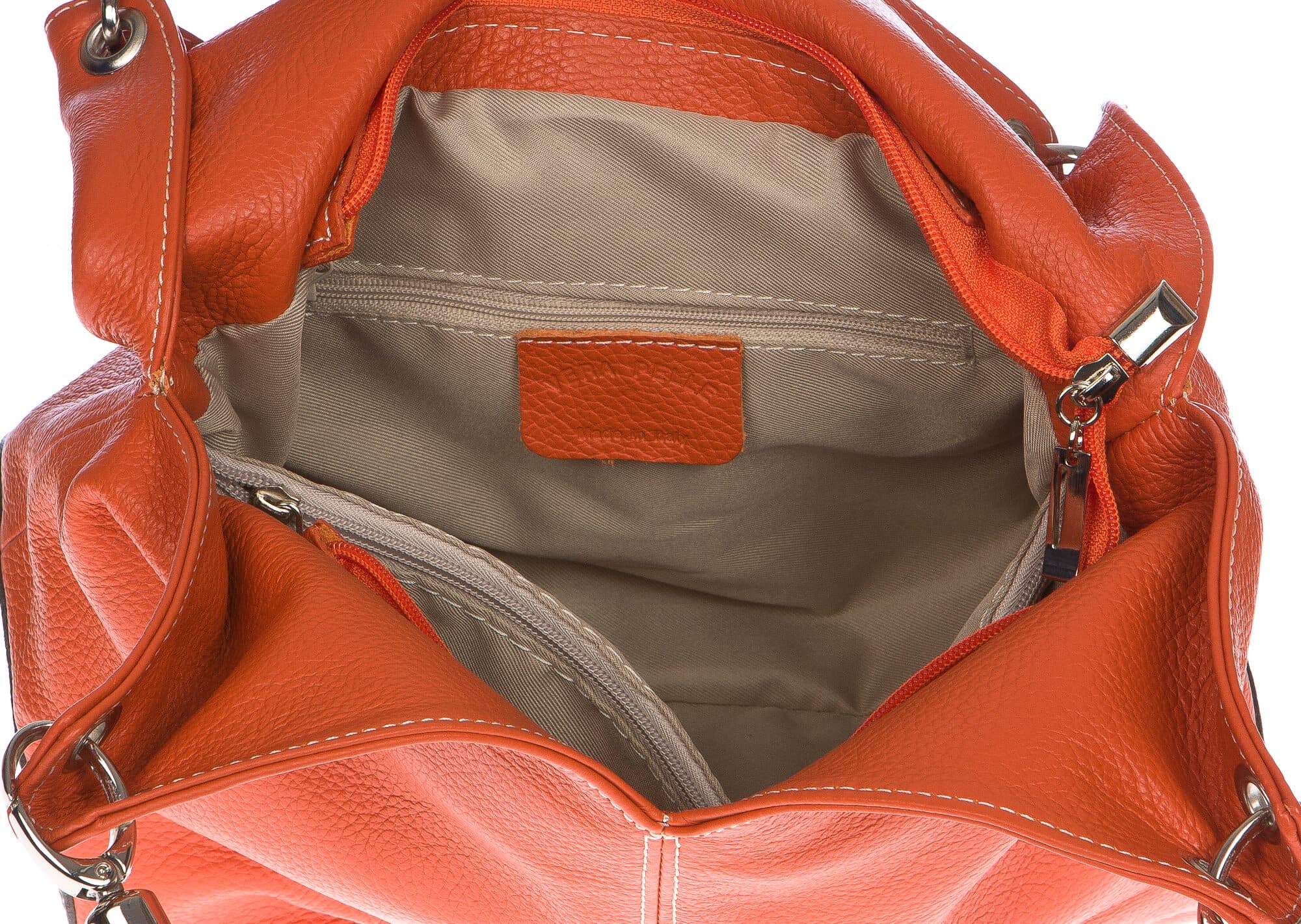 Borsa donna in vera pelle CHIAROSCURO mod. BONELLA small colore ARANCIO Made in Italy