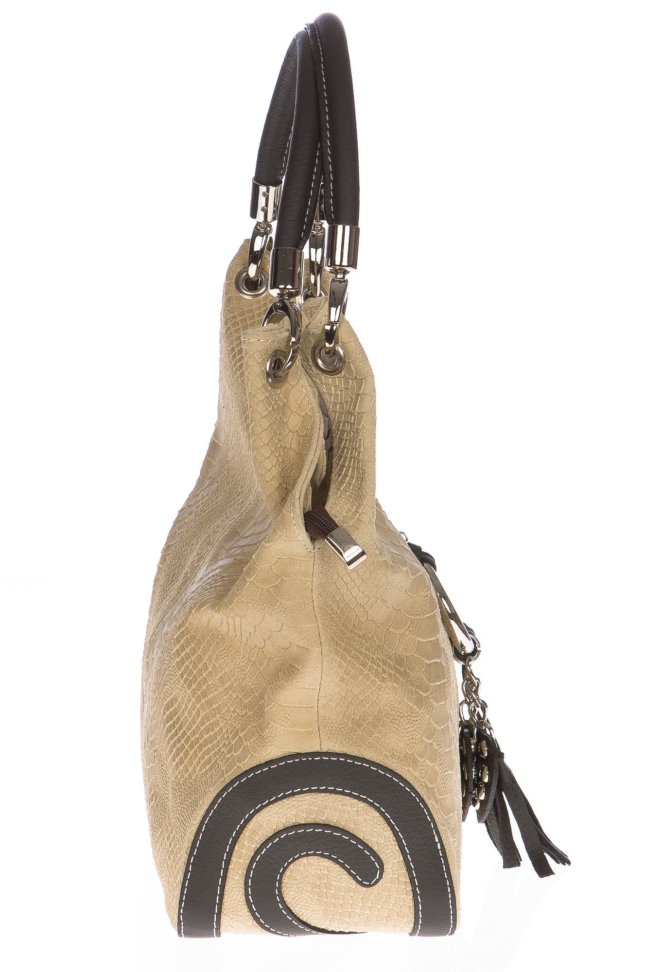 Borsa Borsa donna in vera pelle CHIAROSCURO mod. BONELLA big colore PANNA Made in Italy.