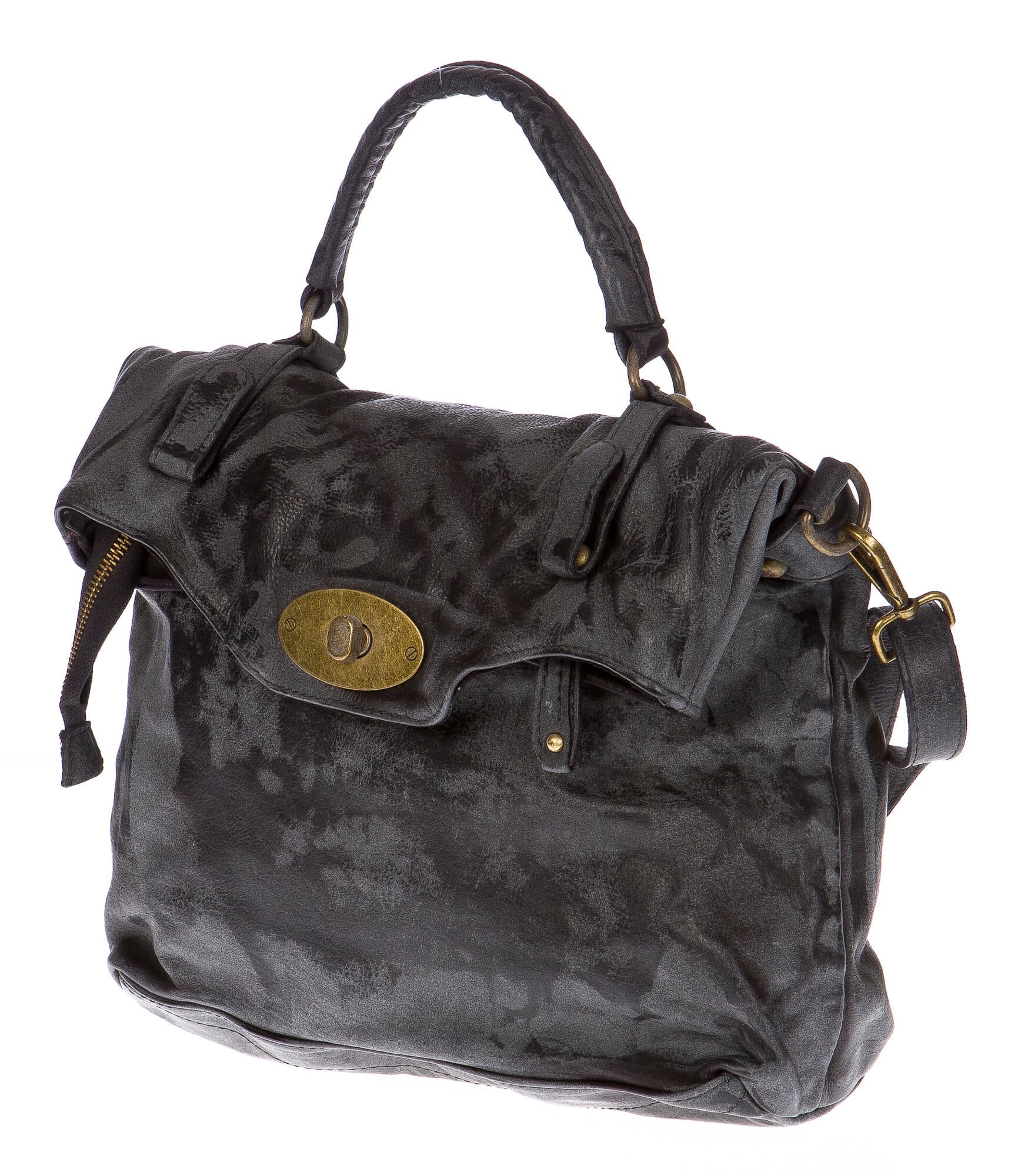 Borsa donna in vera pelle CHIARO SCURO mod. ANDREA mini colore NERO Made in Italy