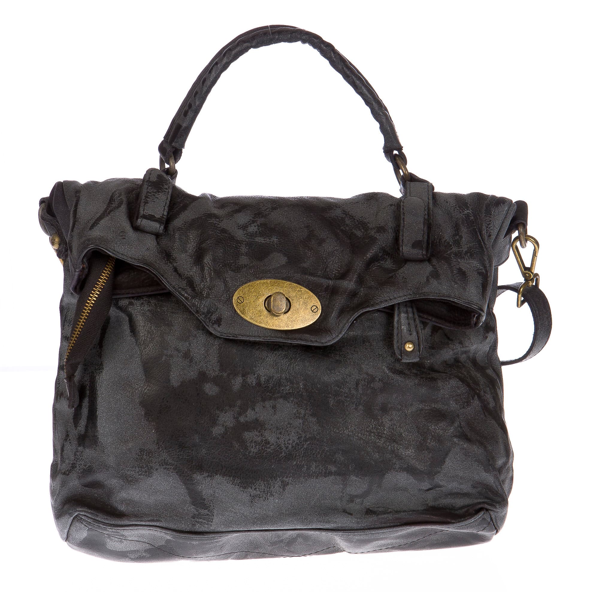 Borsa donna in vera pelle CHIARO SCURO mod. ANDREA mini colore NERO Made in Italy