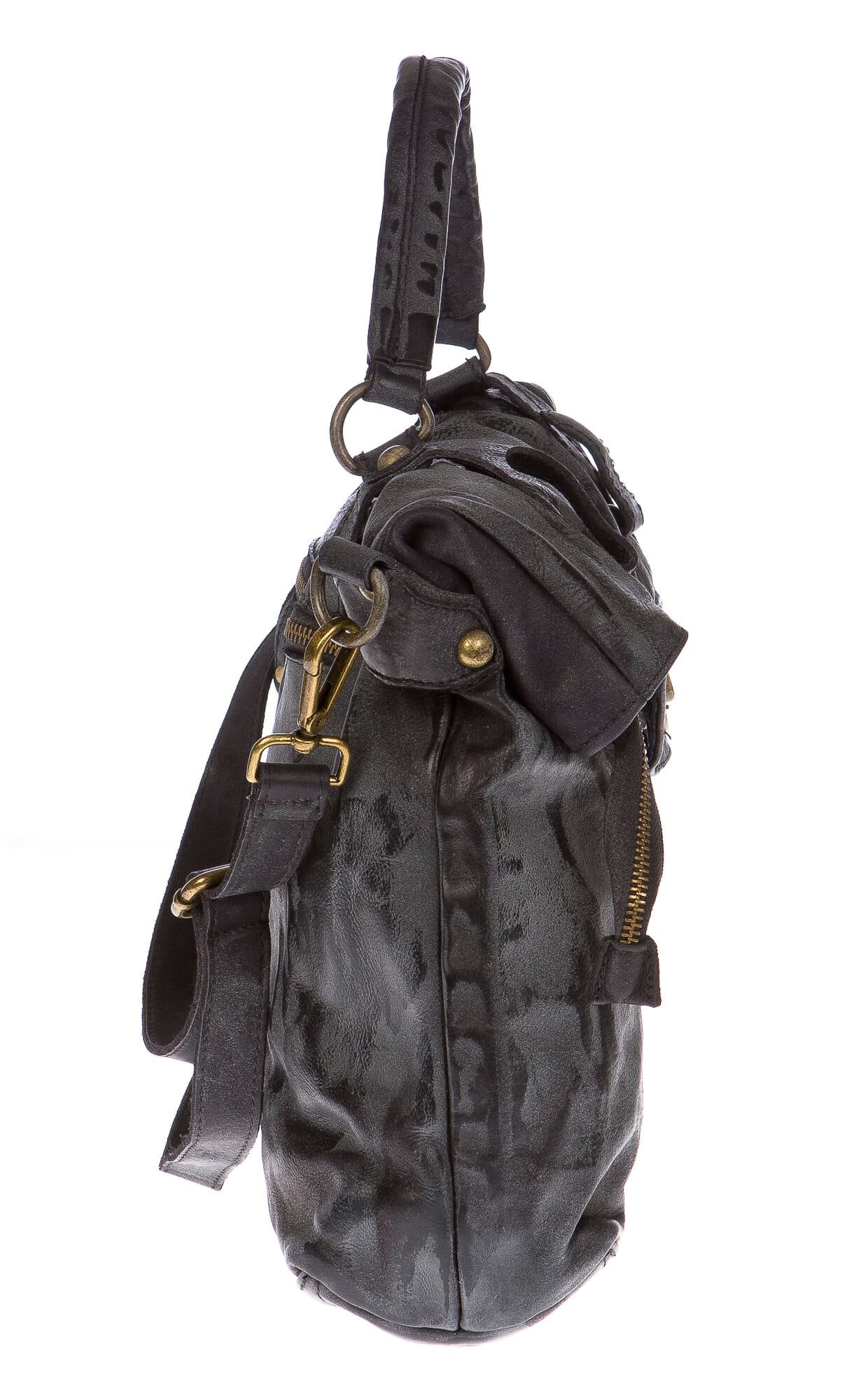 Borsa donna in vera pelle CHIARO SCURO mod. ANDREA mini colore NERO Made in Italy