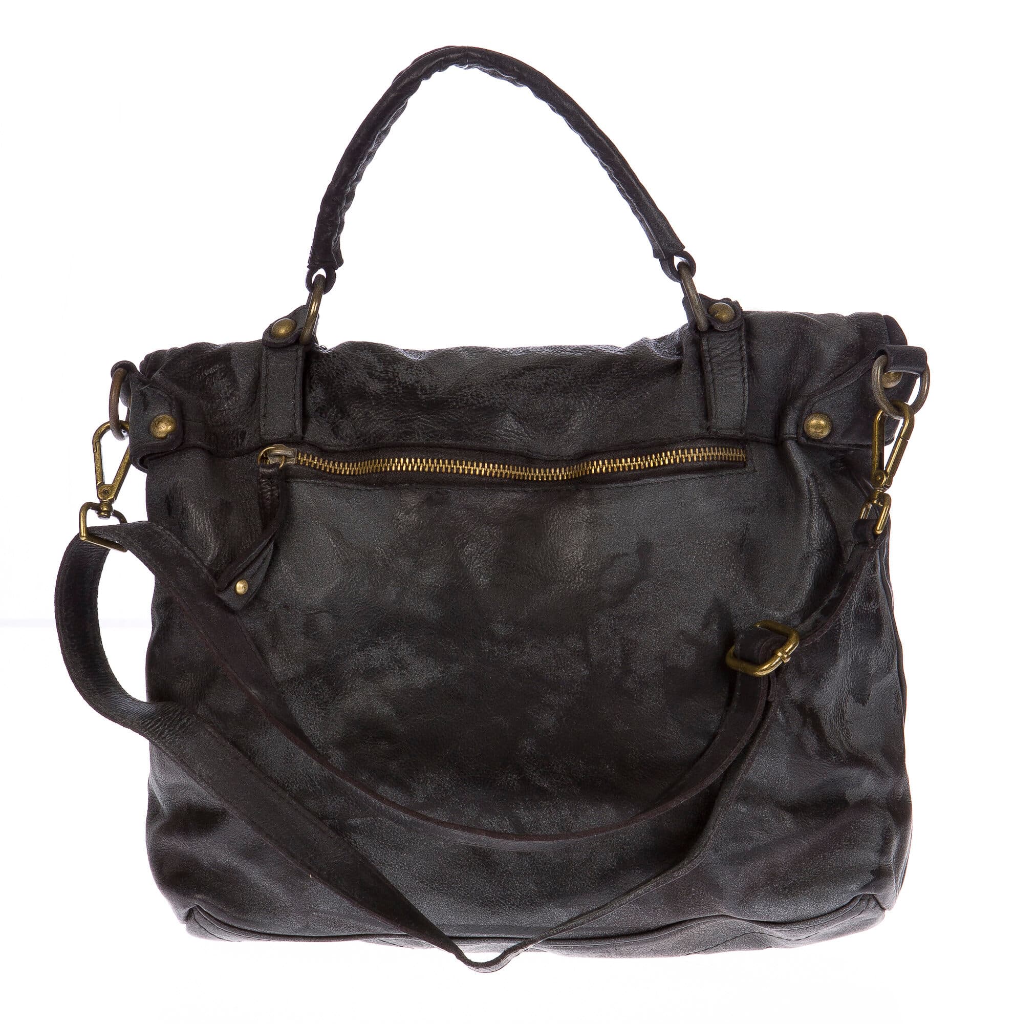Borsa donna in vera pelle CHIARO SCURO mod. ANDREA mini colore NERO Made in Italy