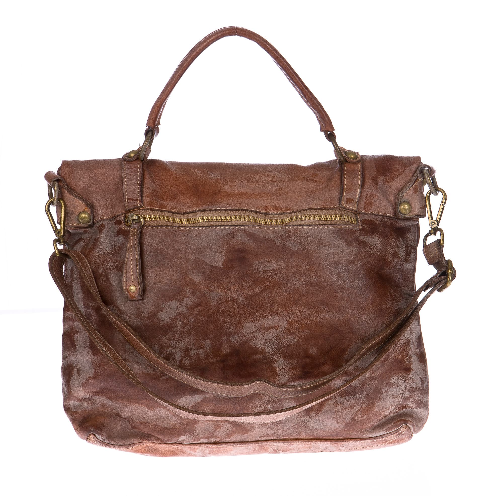 Borsa donna in vera pelle CHIARO SCURO mod. ANDREA mini colore MARRONE Made in Italy