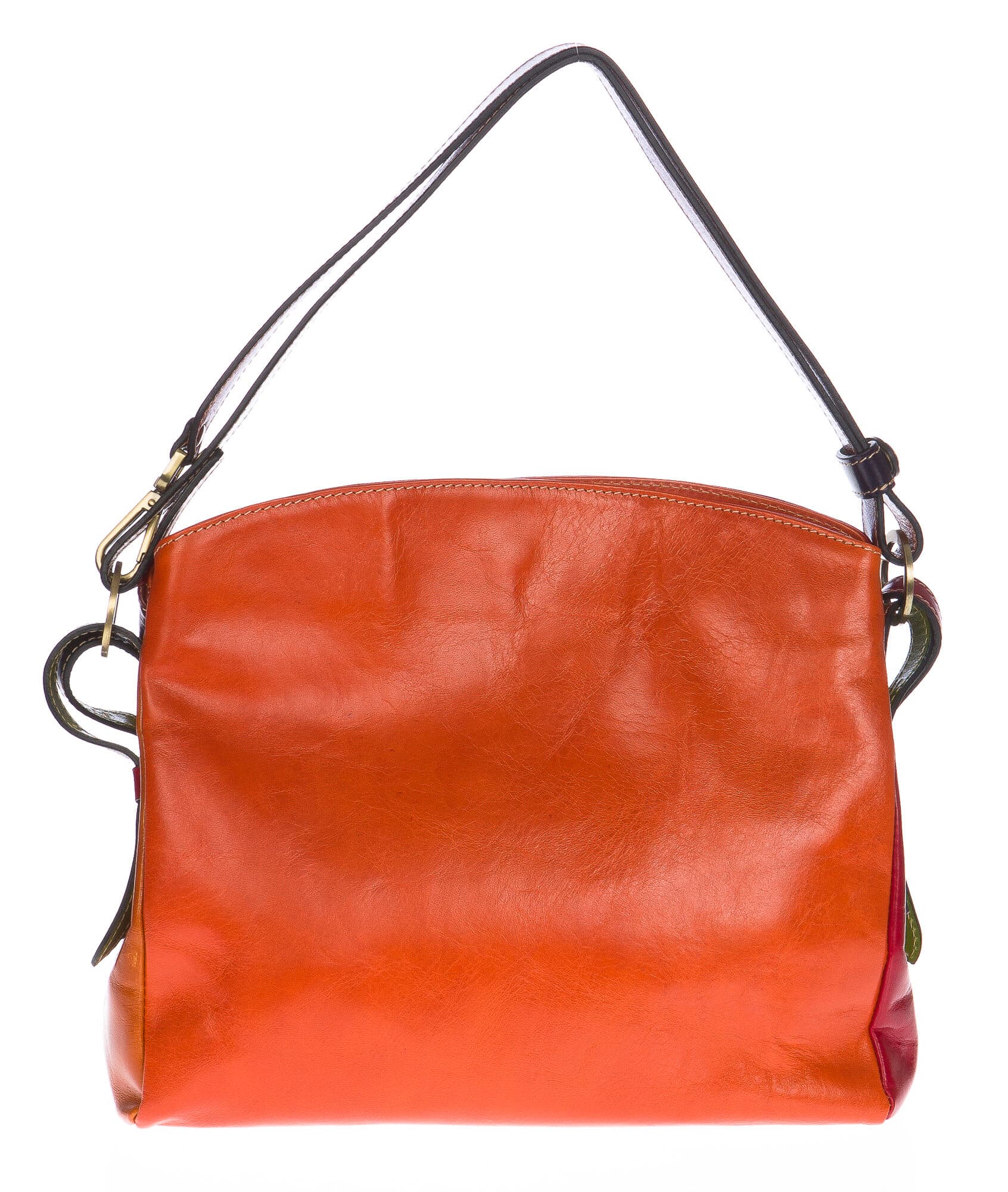 Borsa donna DORIANA in pelle tamponata, multicolore, comoda e originale, lavorazione artigianale, tracolla regolabile, due scomparti interne, tasche accessori, Santini, Made in Italy