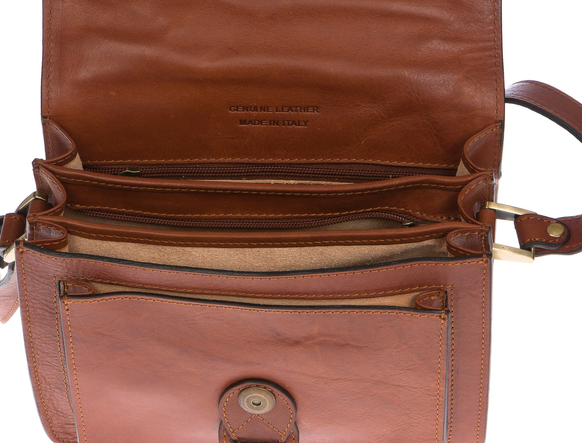 Borsa donna in vera pelle SANTINI mod. HELENA colore MIELE Made in Italy