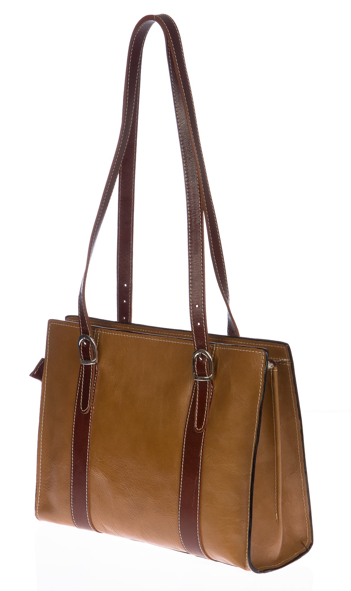Borsa donna in vera pelle CHIAROSCURO mod. MARINA colore TAUPE / MARRONE, Made in Italy