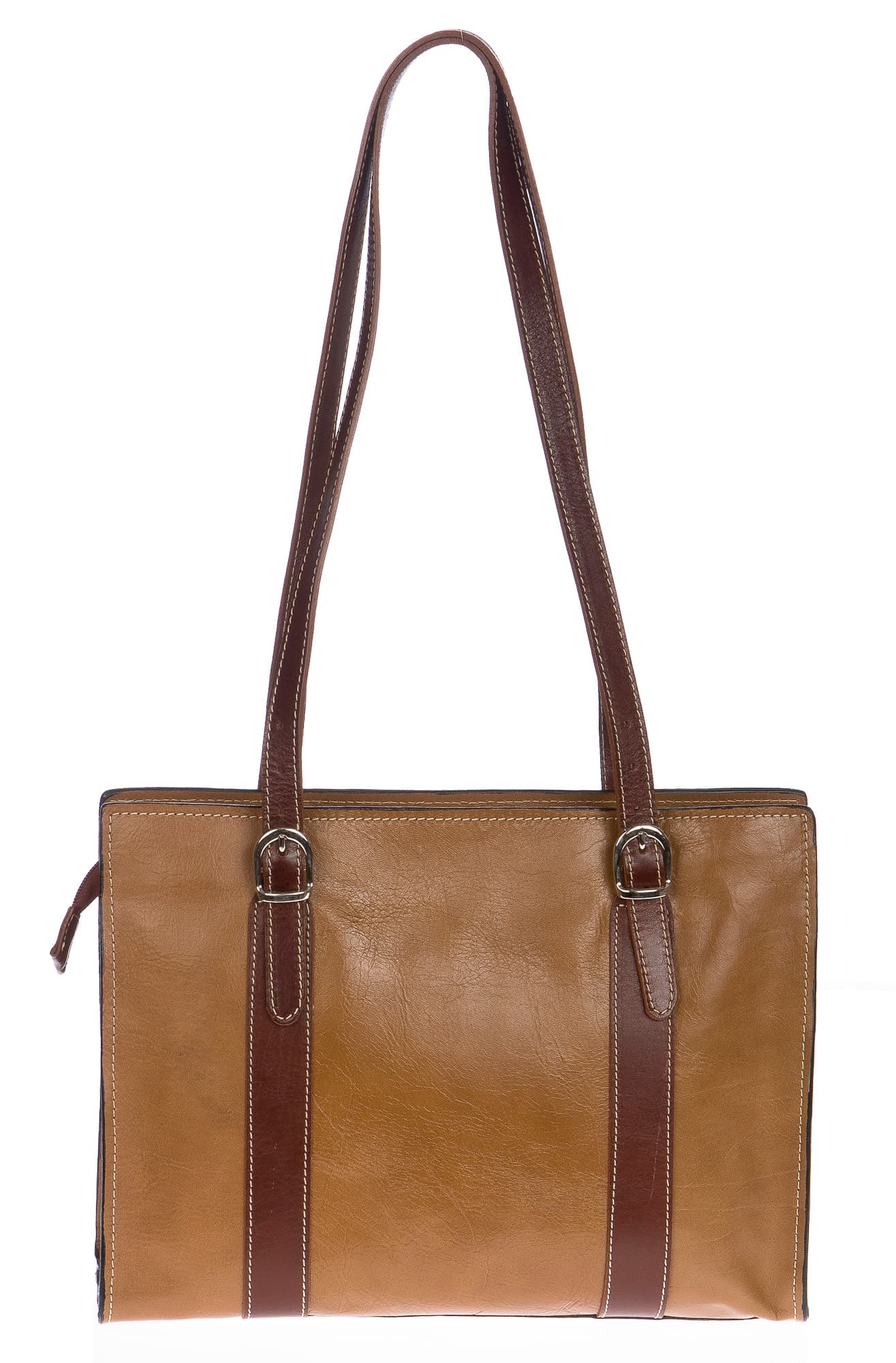 Borsa donna in vera pelle CHIAROSCURO mod. MARINA colore TAUPE / MARRONE, Made in Italy