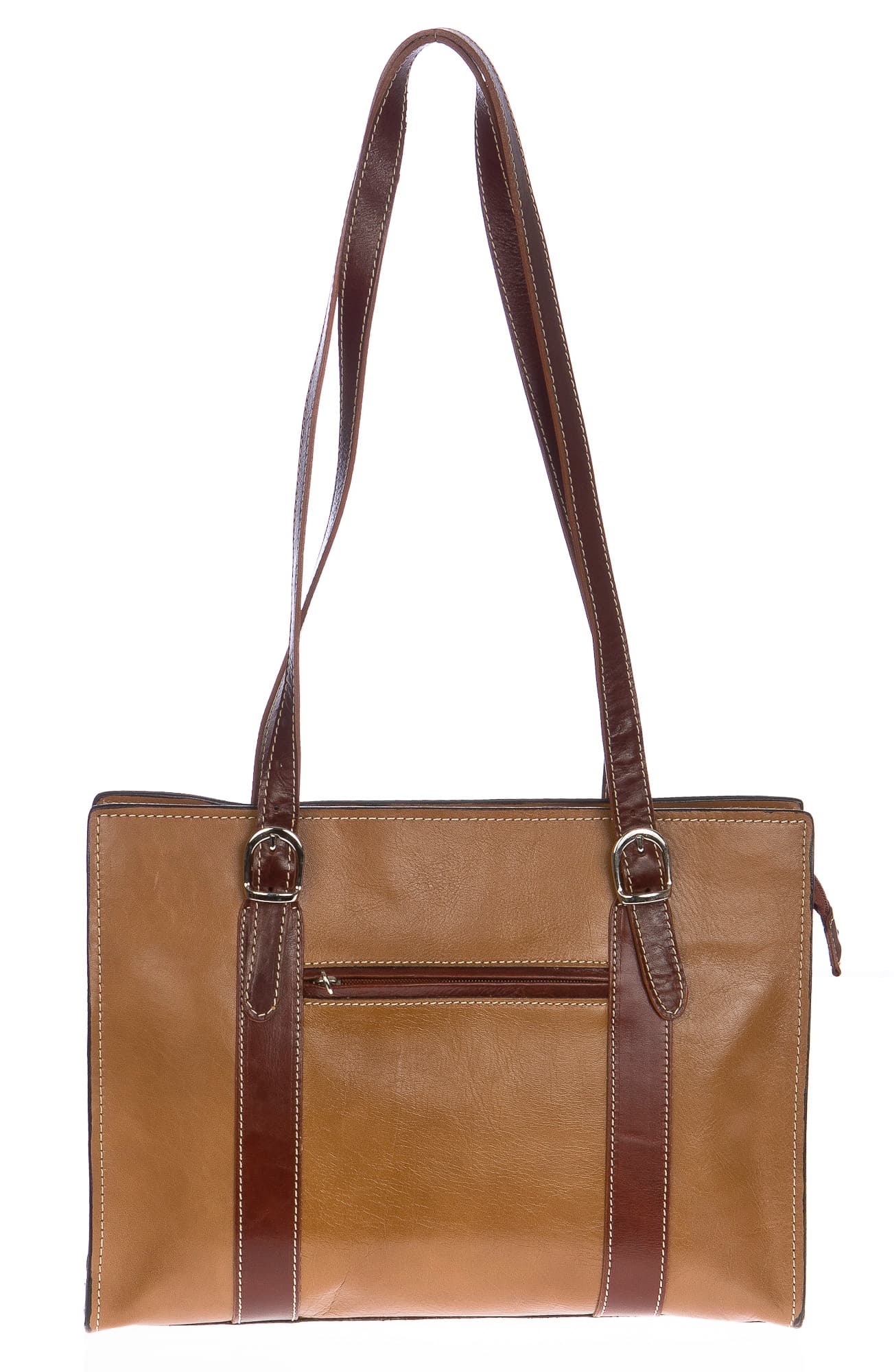 Borsa donna in vera pelle CHIAROSCURO mod. MARINA colore TAUPE / MARRONE, Made in Italy