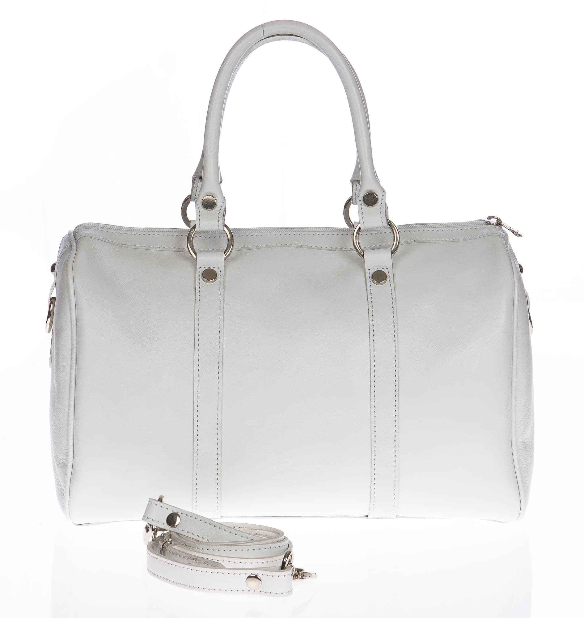Borsa donna in vera pelle CHIAROSCURO mod. CATIA colore BIANCO Made in Italy