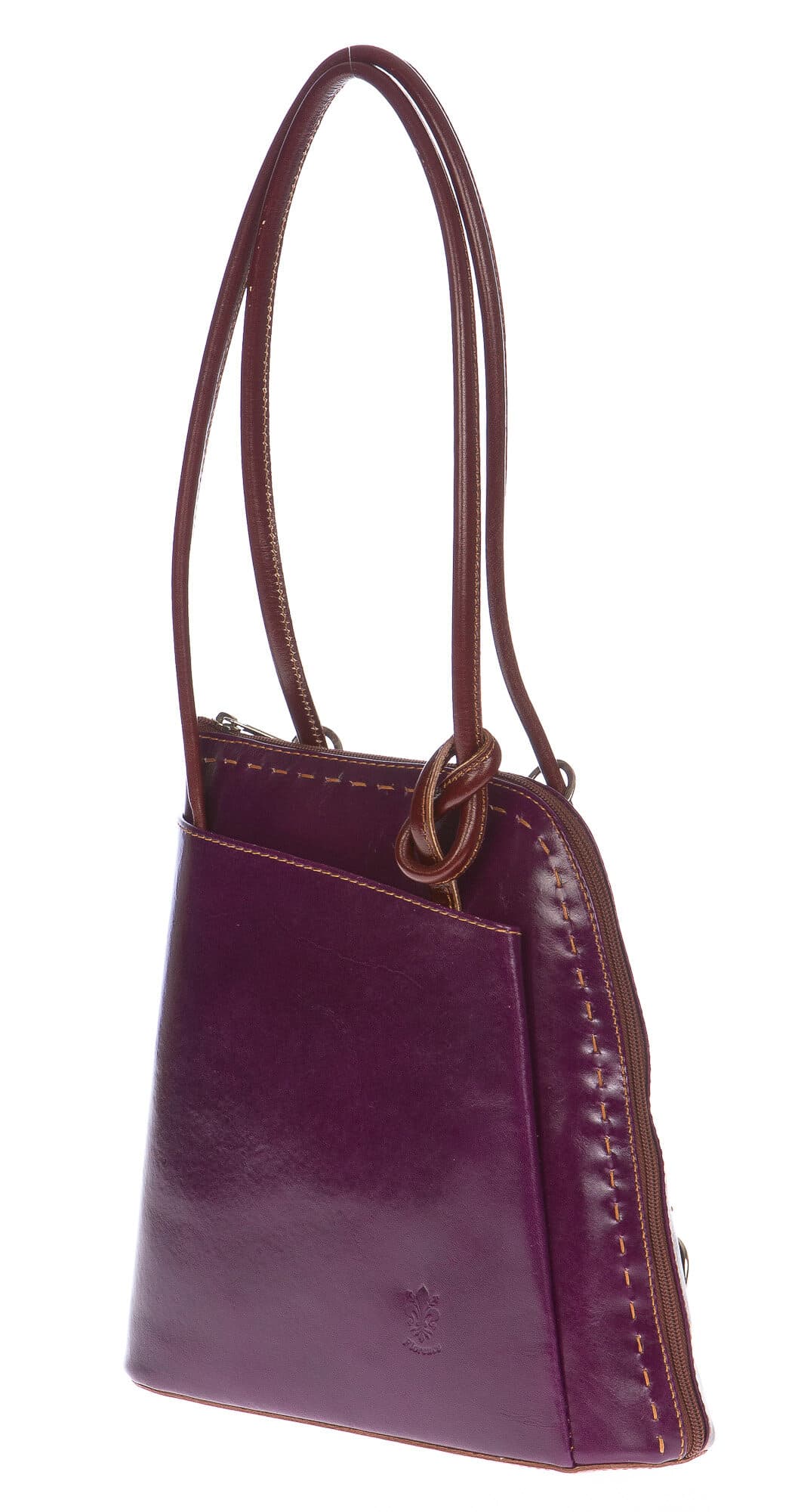 Borsa zaino donna in vera pelle CHIAROSCURO mod. MONTE CIMONE colore VIOLA Made in Italy.