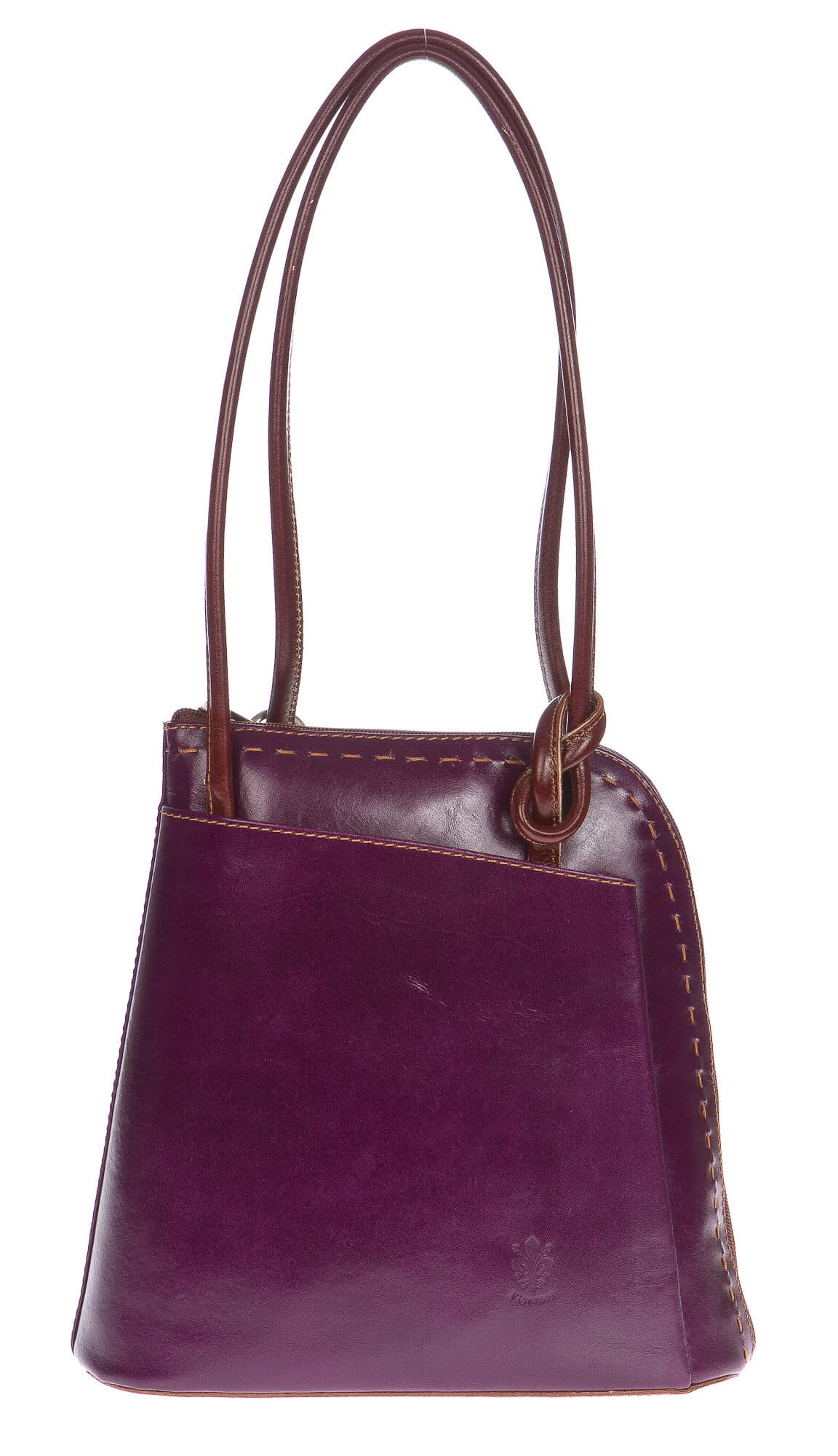 Borsa zaino donna in vera pelle CHIAROSCURO mod. MONTE CIMONE colore VIOLA Made in Italy.