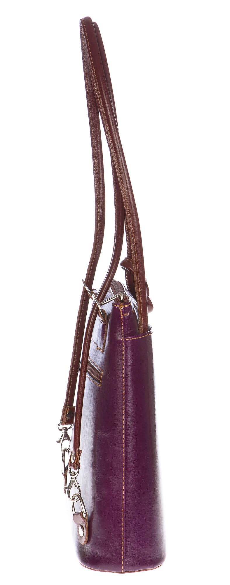Borsa zaino donna in vera pelle CHIAROSCURO mod. MONTE CIMONE colore VIOLA Made in Italy.