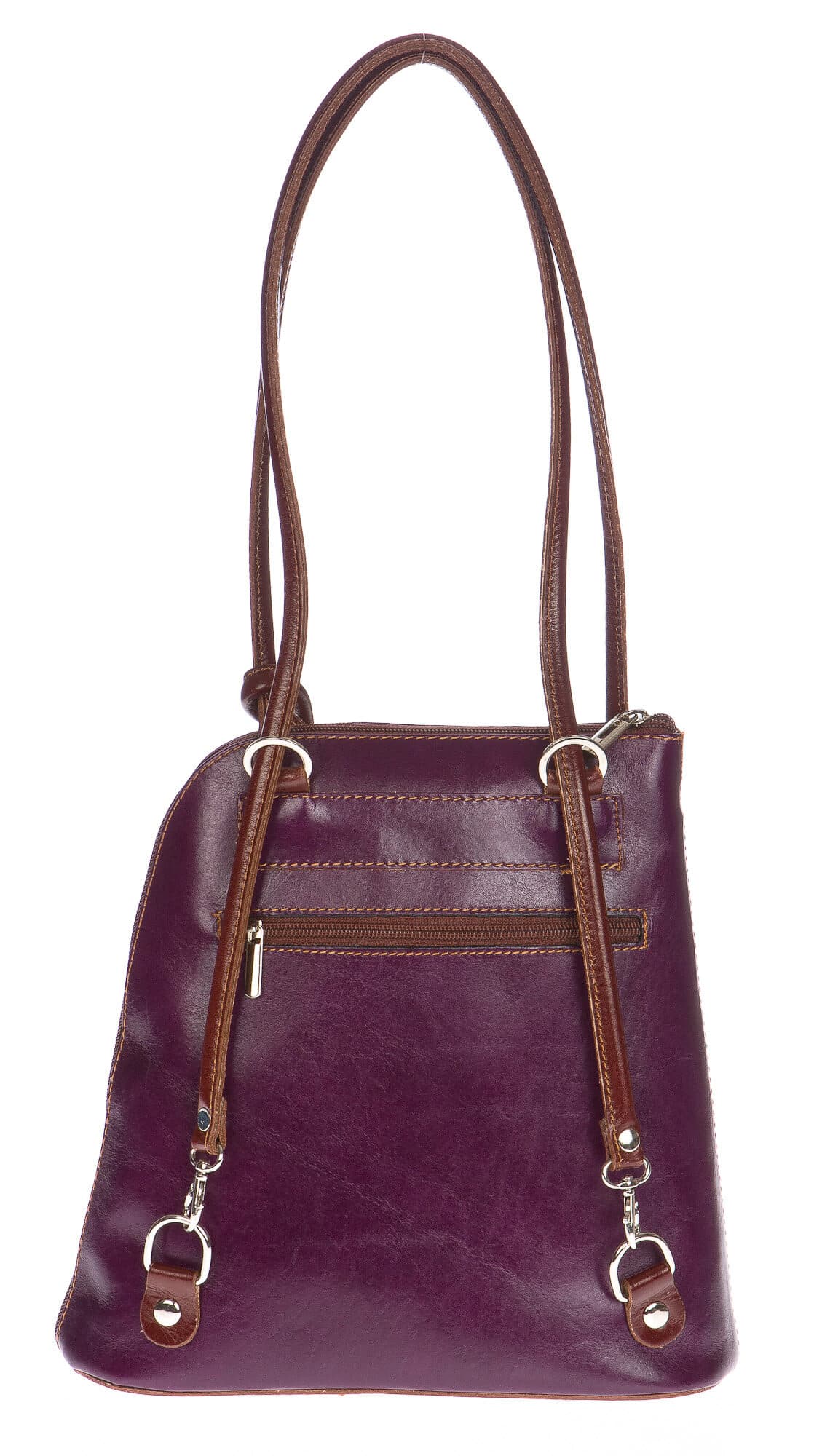 Borsa zaino donna in vera pelle CHIAROSCURO mod. MONTE CIMONE colore VIOLA Made in Italy.