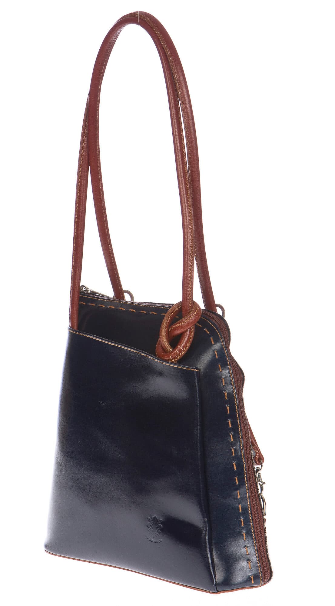 Borsa zaino donna in vera pelle CHIAROSCURO mod. MONTE CIMONE colore BLU Made in Italy.