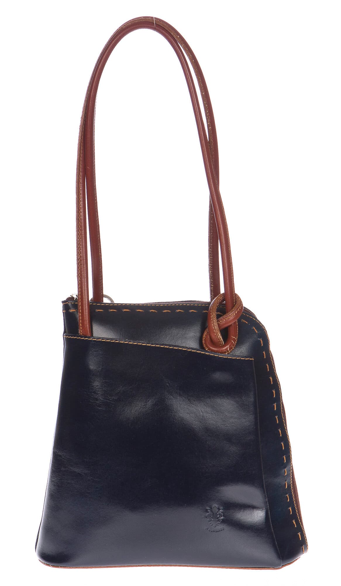 Borsa zaino donna in vera pelle CHIAROSCURO mod. MONTE CIMONE colore BLU Made in Italy.