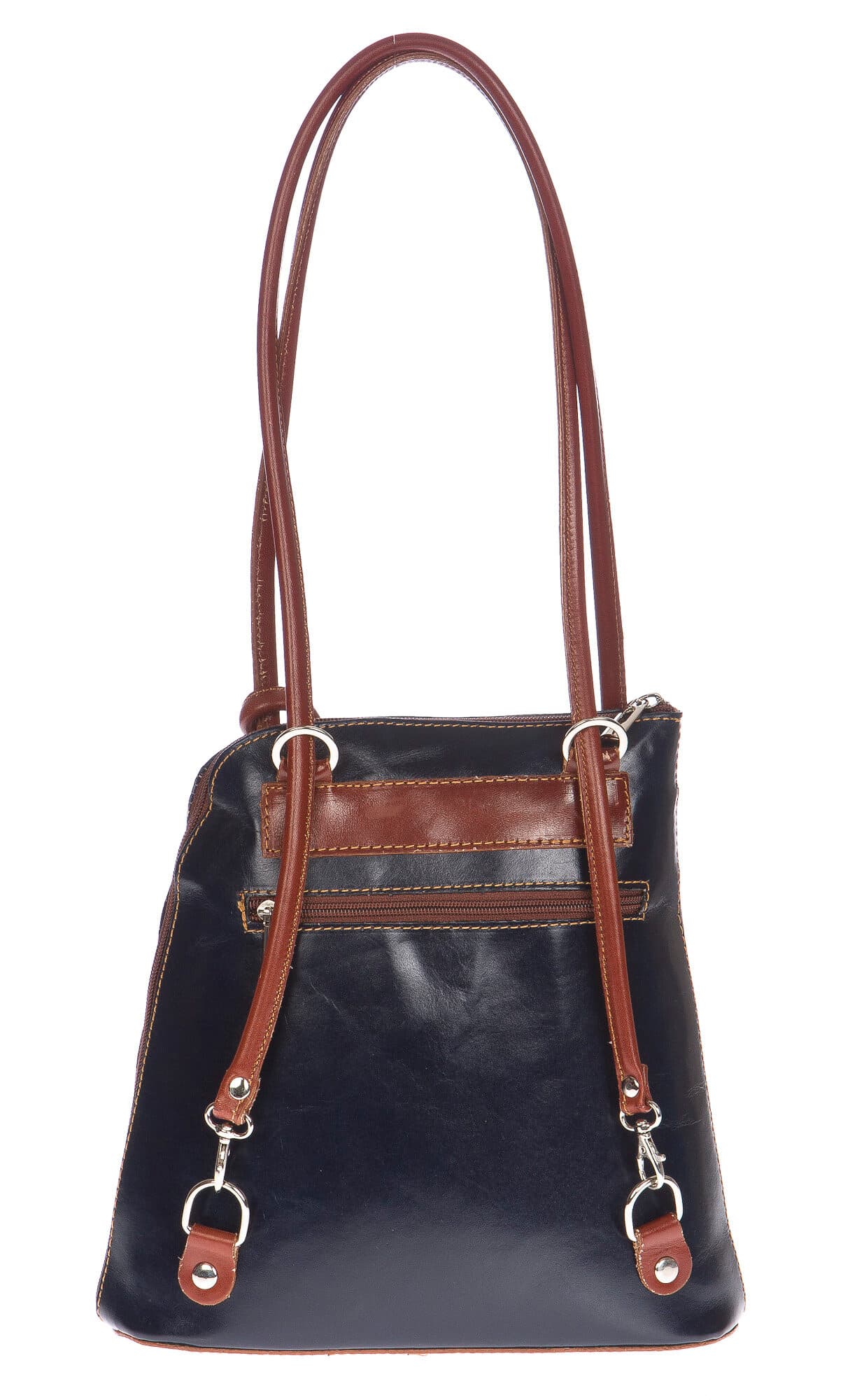 Borsa zaino donna in vera pelle CHIAROSCURO mod. MONTE CIMONE colore BLU Made in Italy.