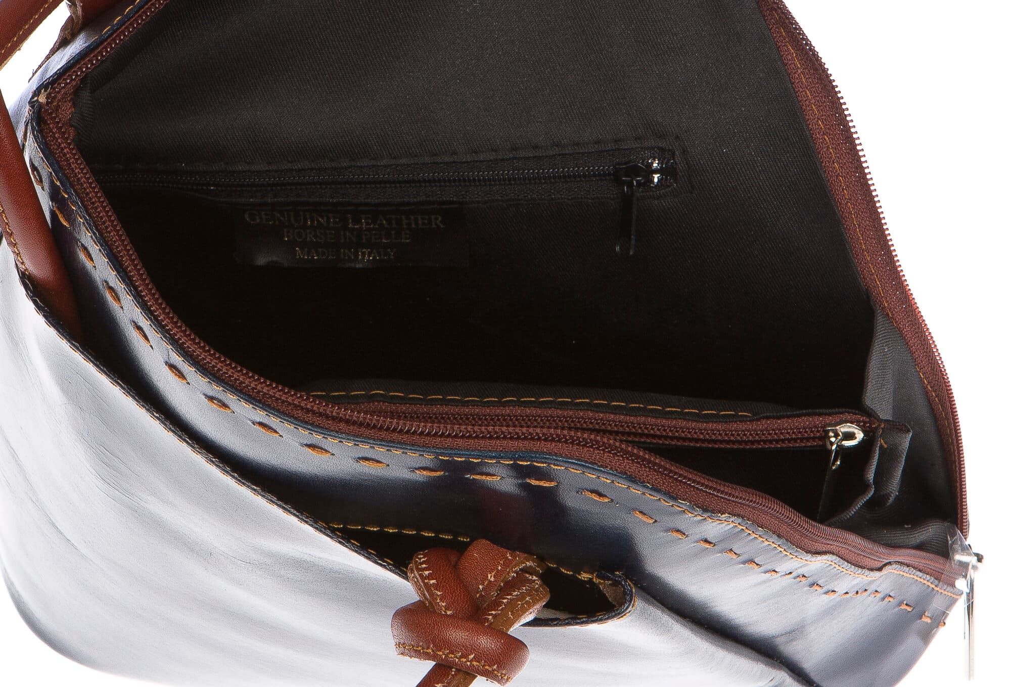 Borsa zaino donna in vera pelle CHIAROSCURO mod. MONTE CIMONE colore BLU Made in Italy.