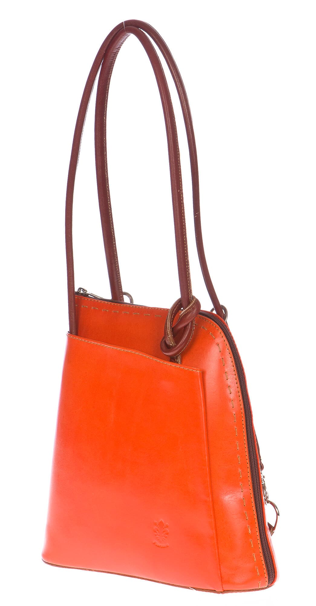 Borsa zaino donna in vera pelle CHIAROSCURO mod. MONTE CIMONE colore ARANCIO Made in Italy.