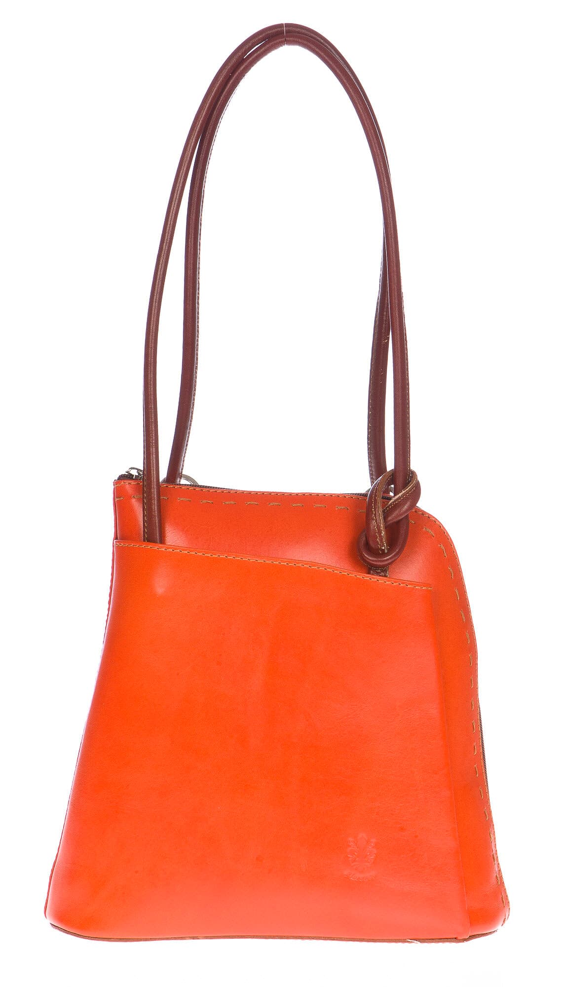 Borsa zaino donna in vera pelle CHIAROSCURO mod. MONTE CIMONE colore ARANCIO Made in Italy.