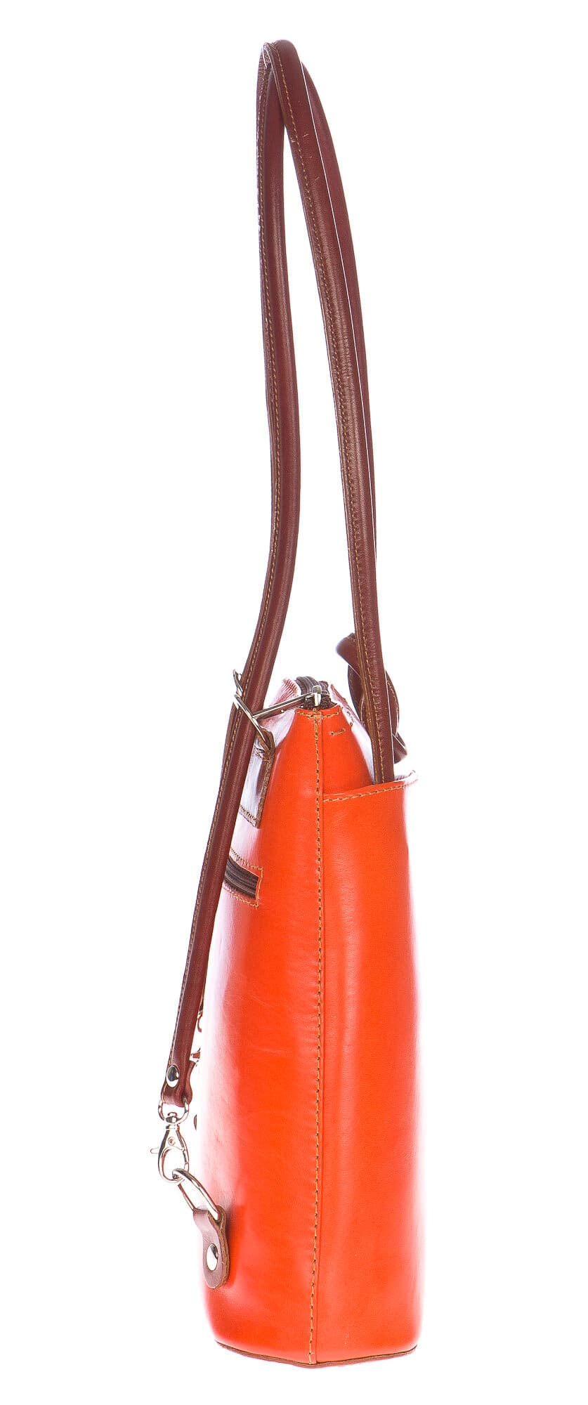 Borsa zaino donna in vera pelle CHIAROSCURO mod. MONTE CIMONE colore ARANCIO Made in Italy.