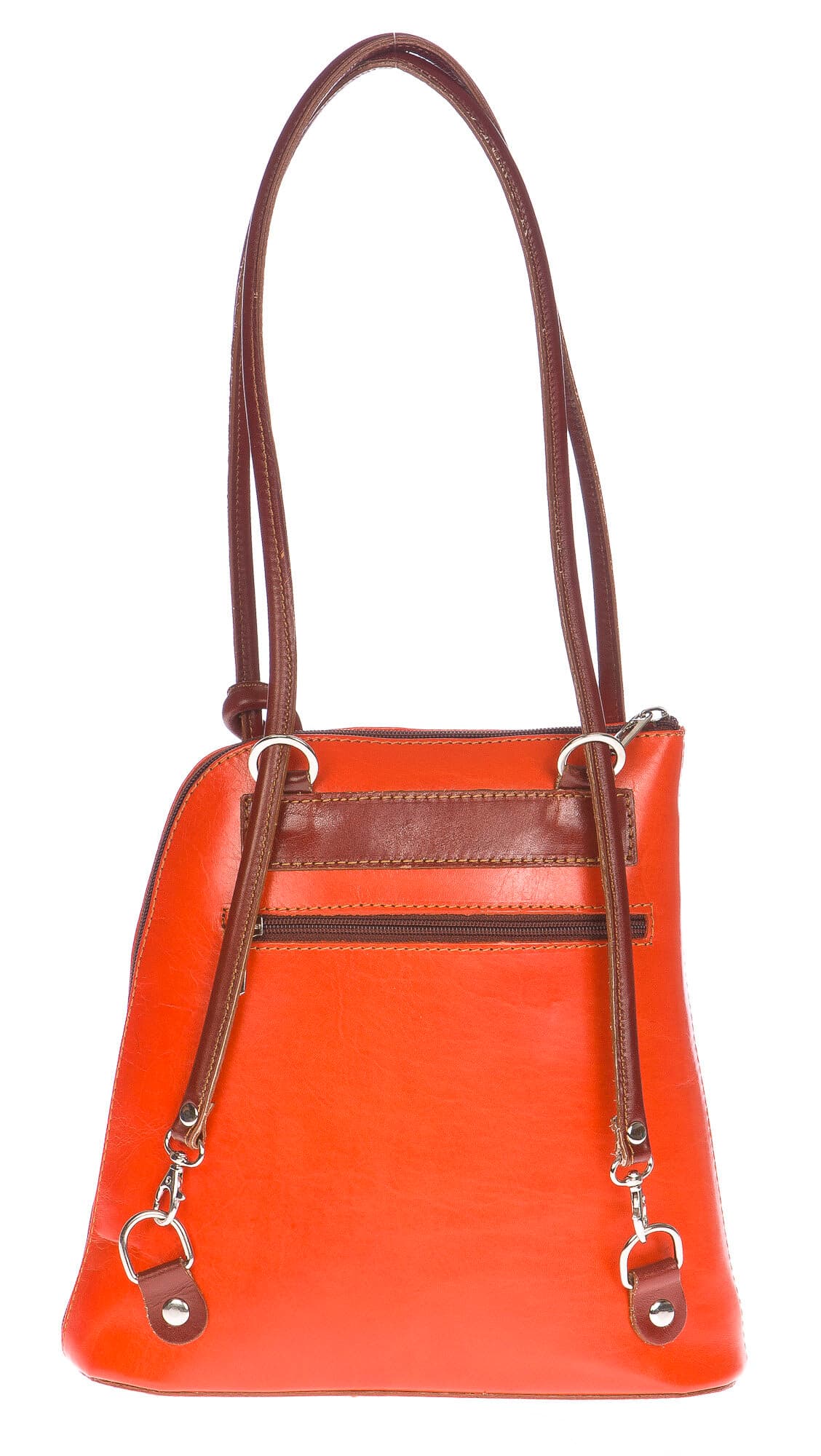 Borsa zaino donna in vera pelle CHIAROSCURO mod. MONTE CIMONE colore ARANCIO Made in Italy.