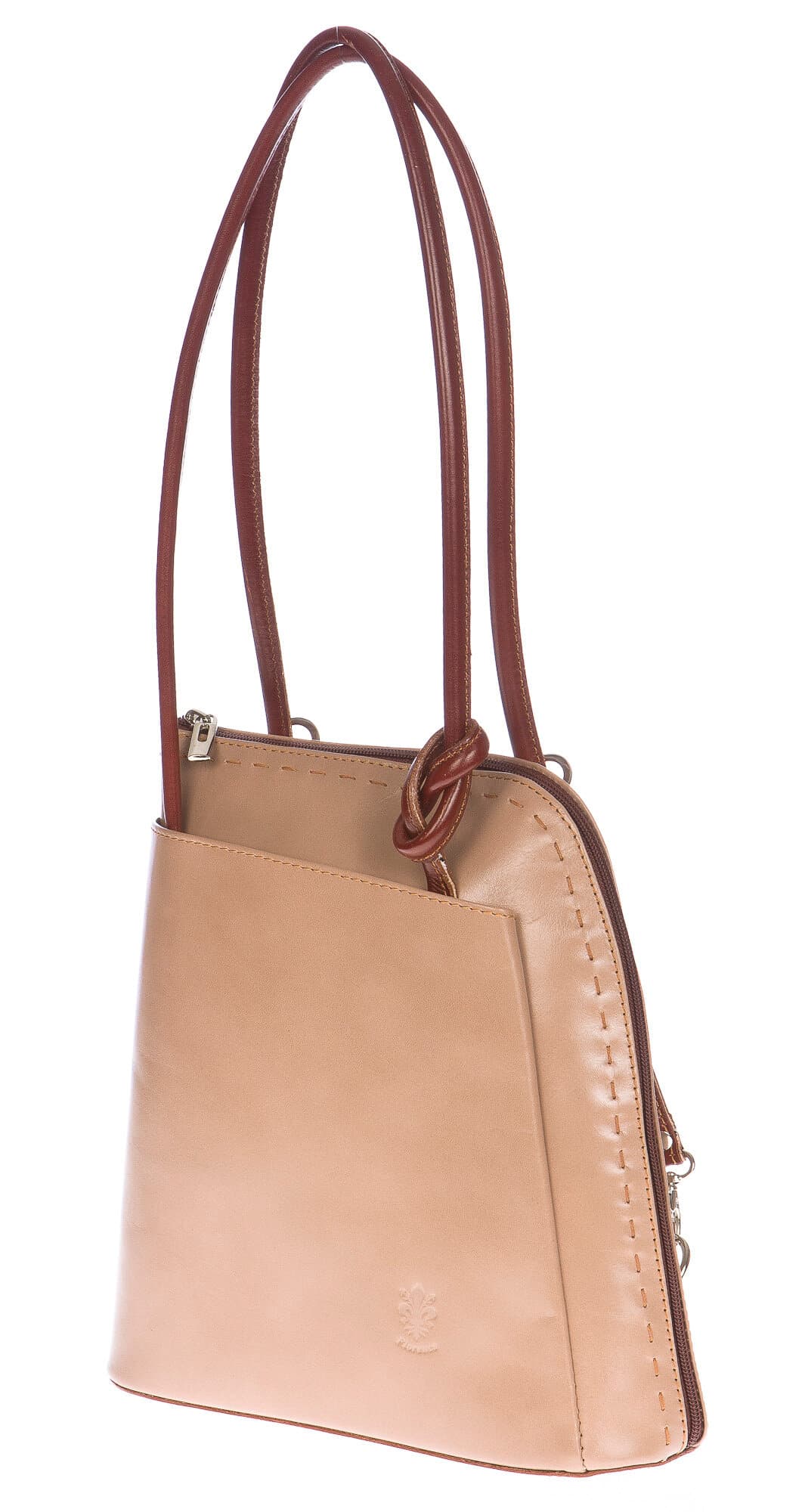 Borsa zaino donna in vera pelle CHIAROSCURO mod. MONTE CIMONE colore PANNA Made in Italy.