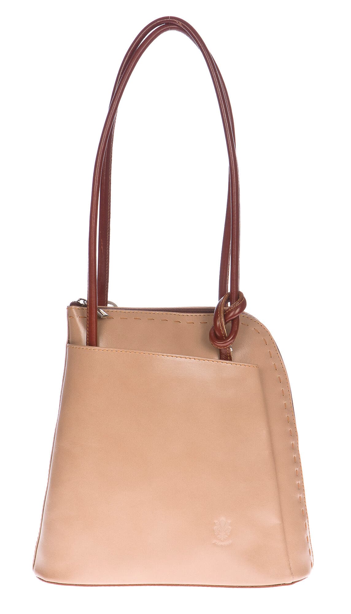 Borsa zaino donna in vera pelle CHIAROSCURO mod. MONTE CIMONE colore PANNA Made in Italy.