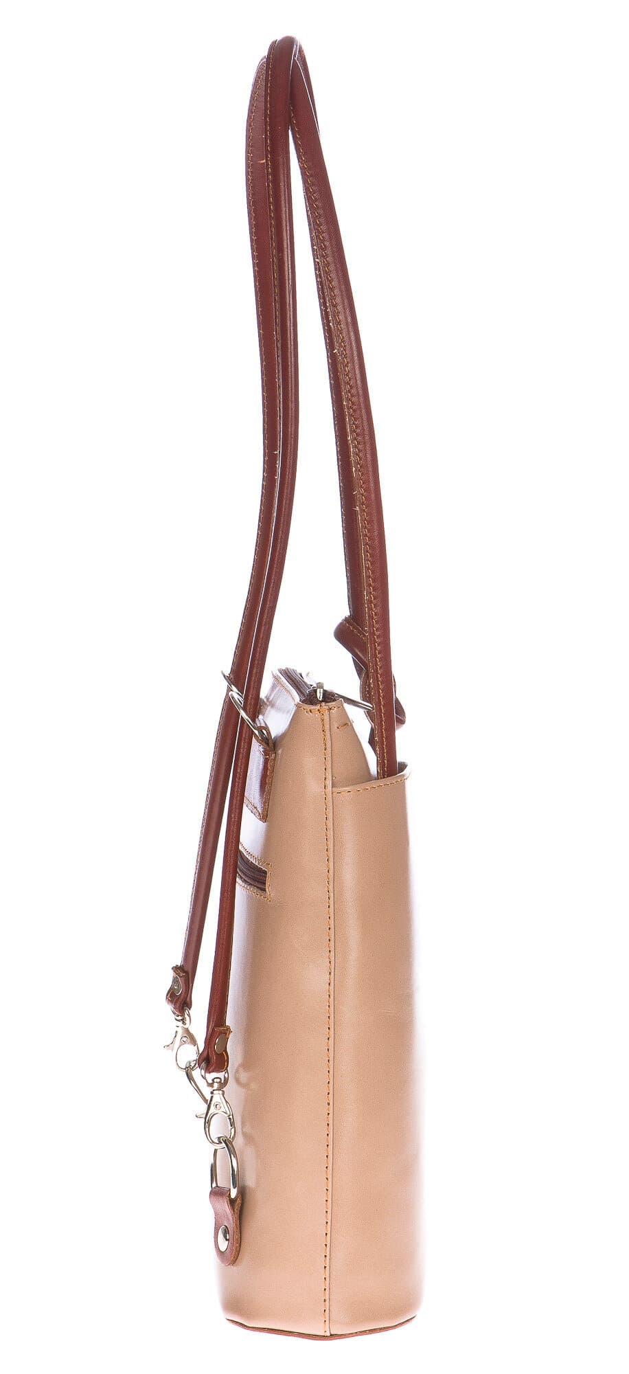 Borsa zaino donna in vera pelle CHIAROSCURO mod. MONTE CIMONE colore PANNA Made in Italy.