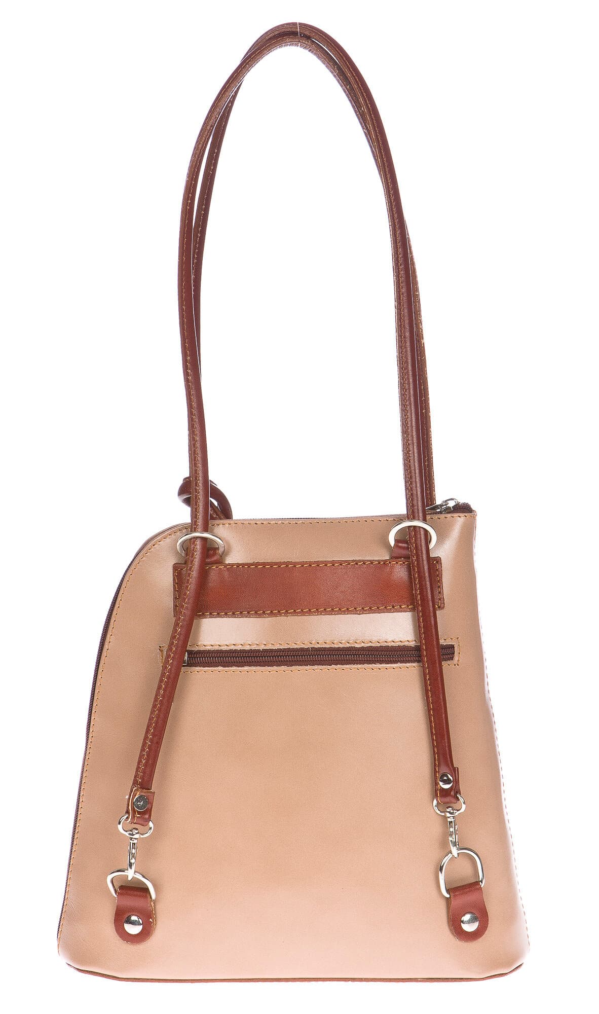 Borsa zaino donna in vera pelle CHIAROSCURO mod. MONTE CIMONE colore PANNA Made in Italy.