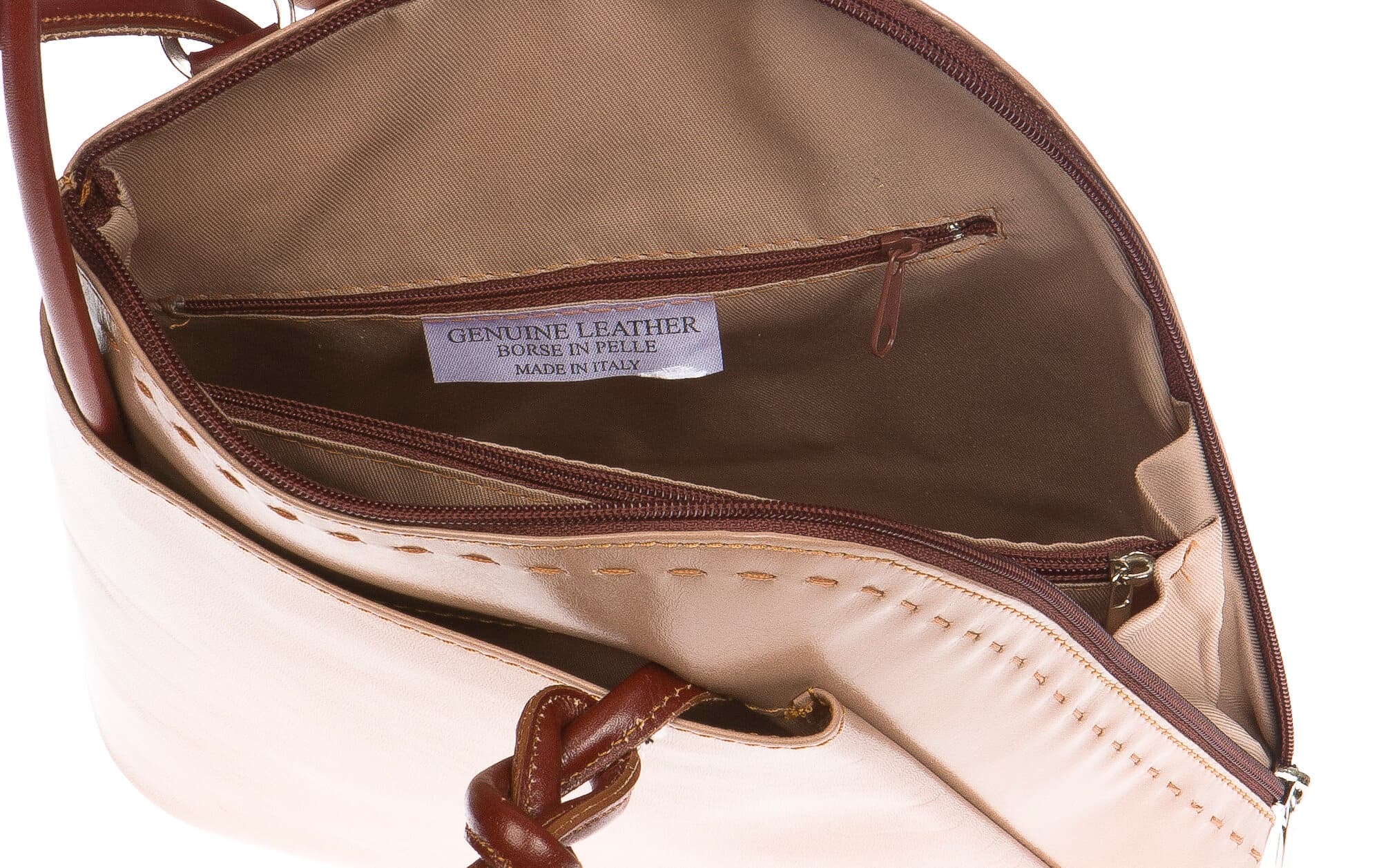 Borsa zaino donna in vera pelle CHIAROSCURO mod. MONTE CIMONE colore PANNA Made in Italy.