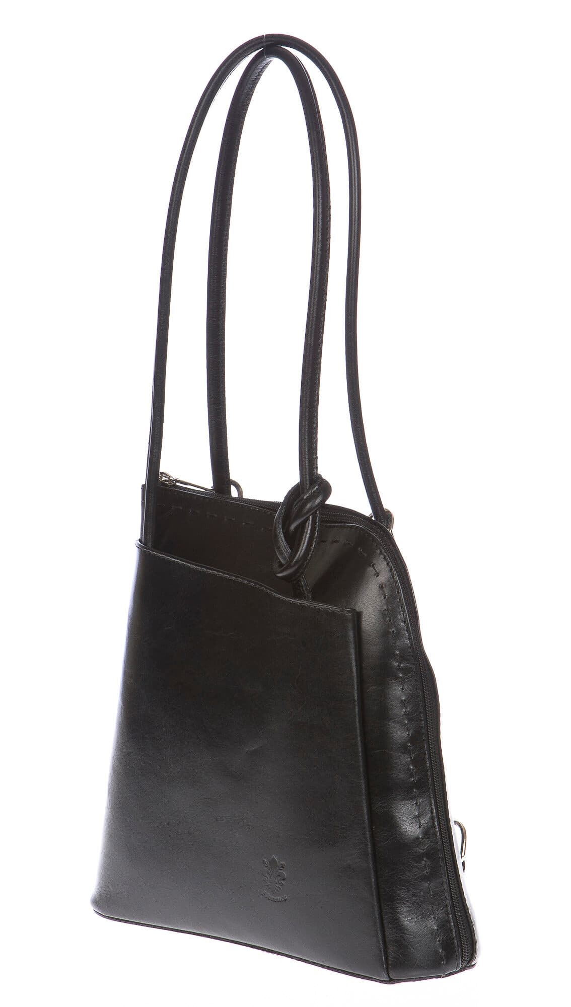 Borsa zaino donna in vera pelle CHIAROSCURO mod. MONTE CIMONE colore NERO Made in Italy.
