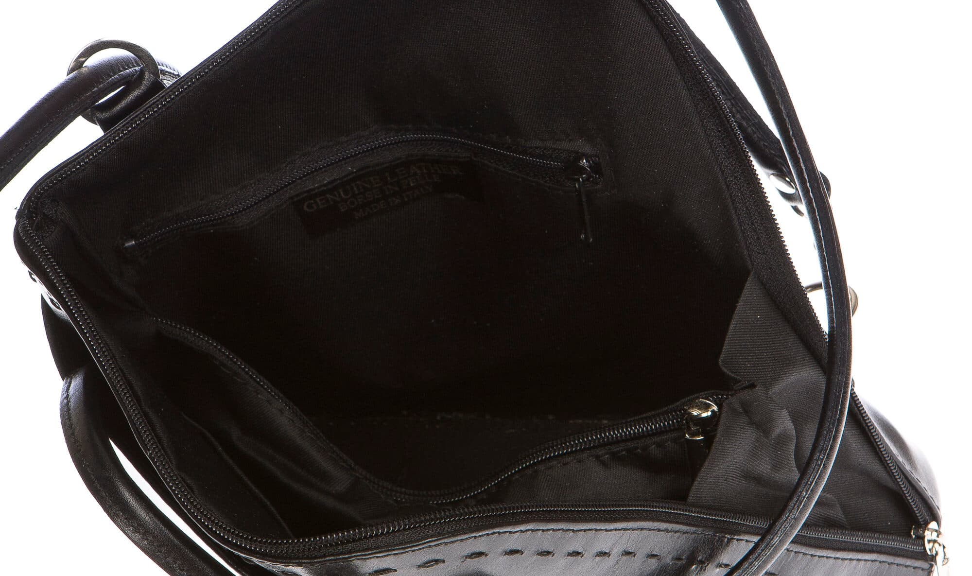 Borsa zaino donna in vera pelle CHIAROSCURO mod. MONTE CIMONE colore NERO Made in Italy.