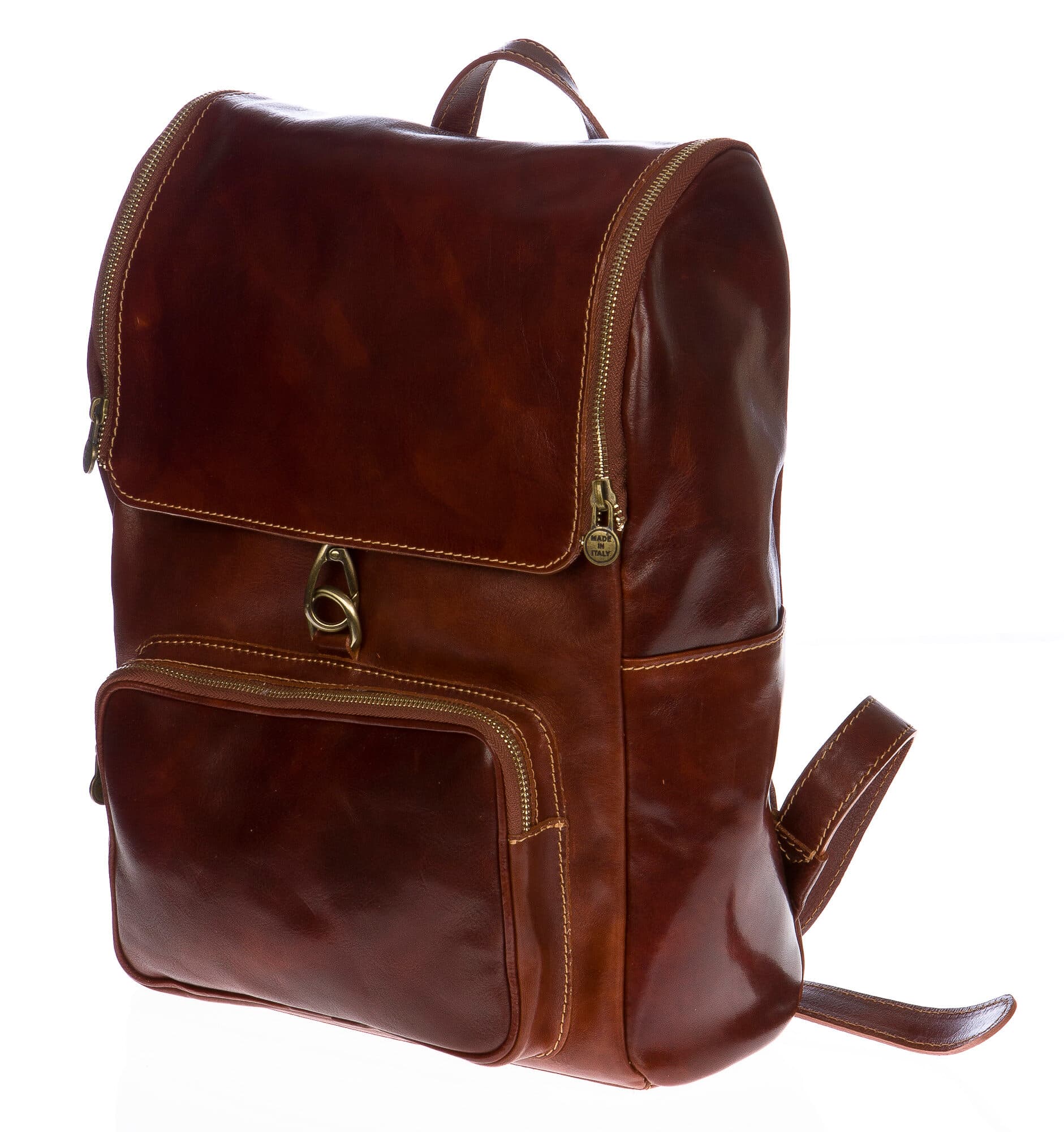 Borsa zaino in vera pelle CHIAROSCURO mod. EVEREST MAXI colore MARRONE Made in Italy.
