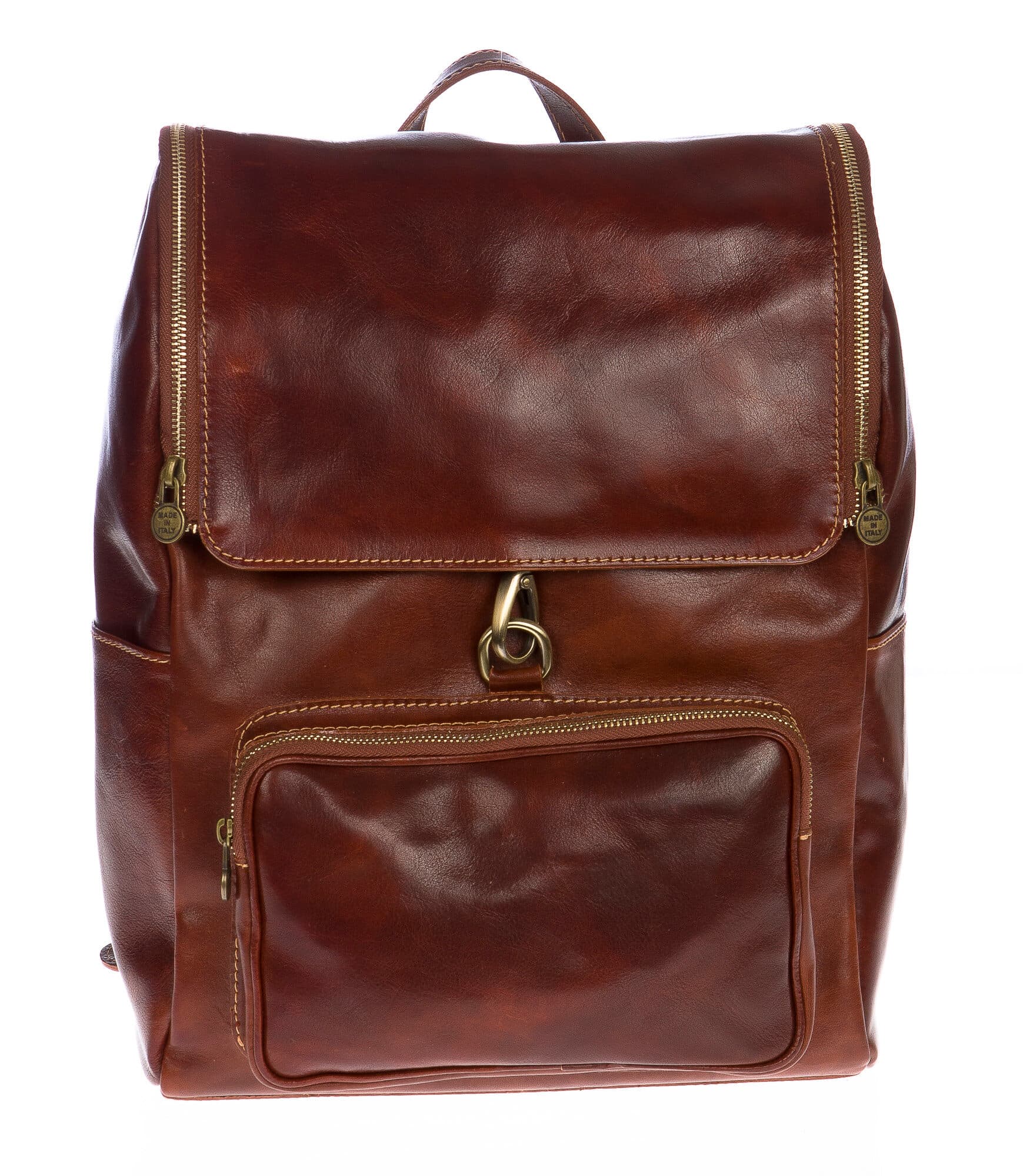 Borsa zaino in vera pelle CHIAROSCURO mod. EVEREST colore MARRONE Made in Italy.