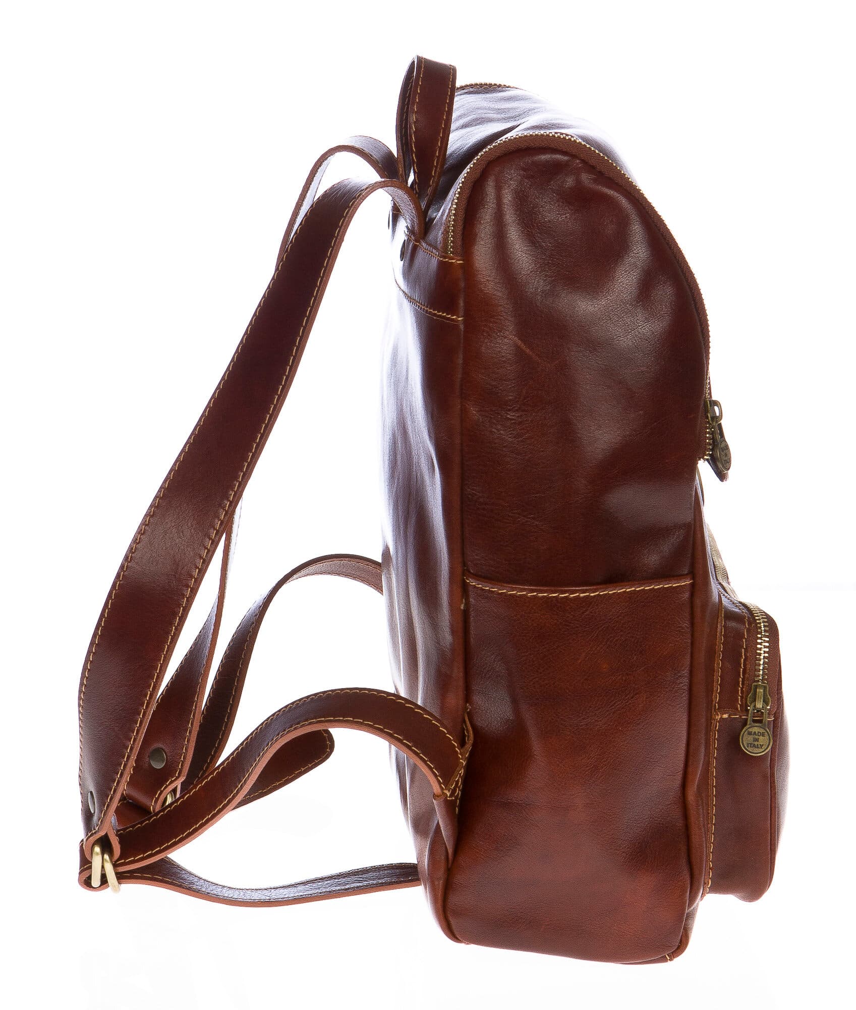 Borsa zaino in vera pelle CHIAROSCURO mod. EVEREST colore MARRONE Made in Italy.