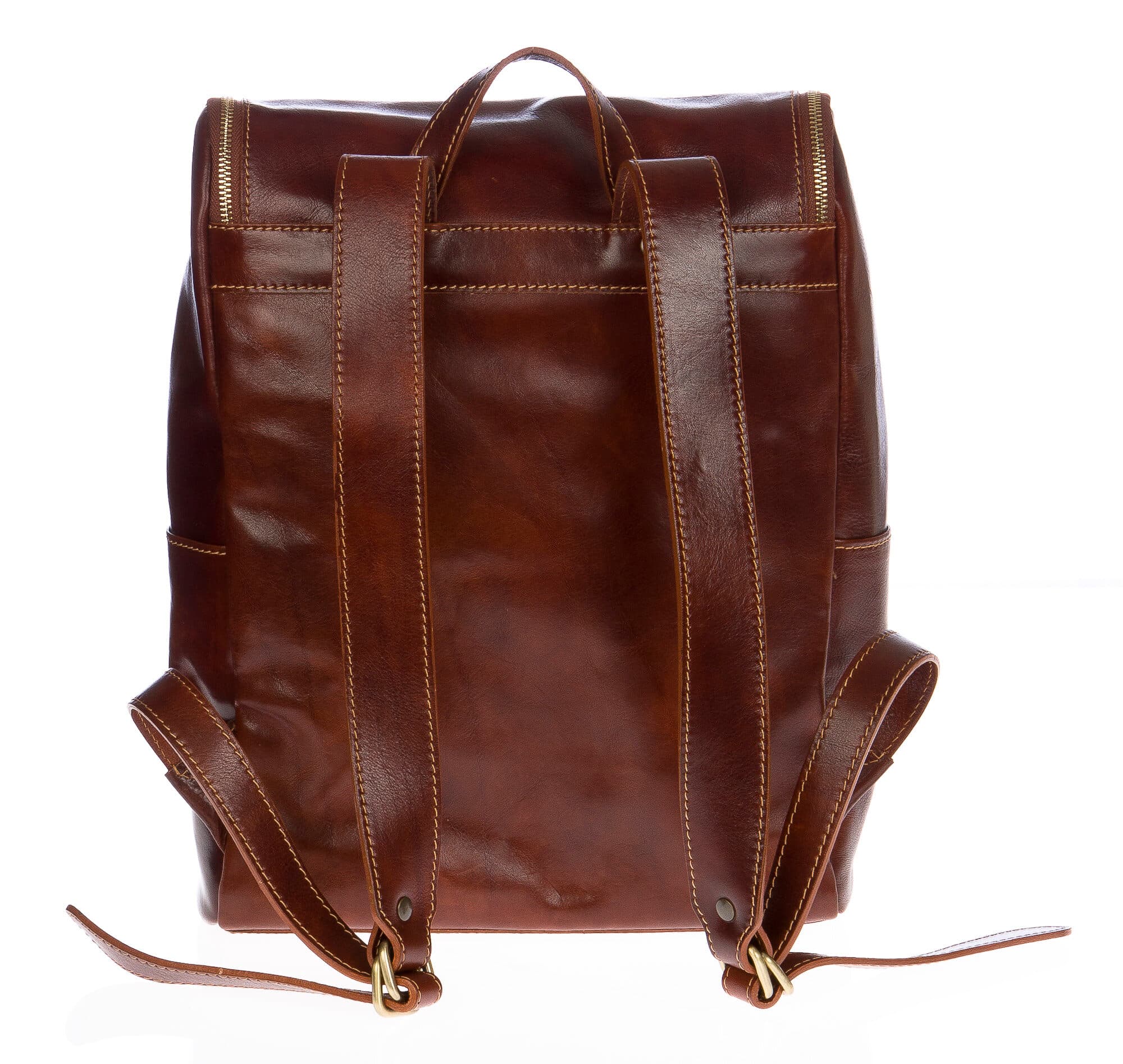 Borsa zaino in vera pelle CHIAROSCURO mod. EVEREST MAXI colore MARRONE Made in Italy.