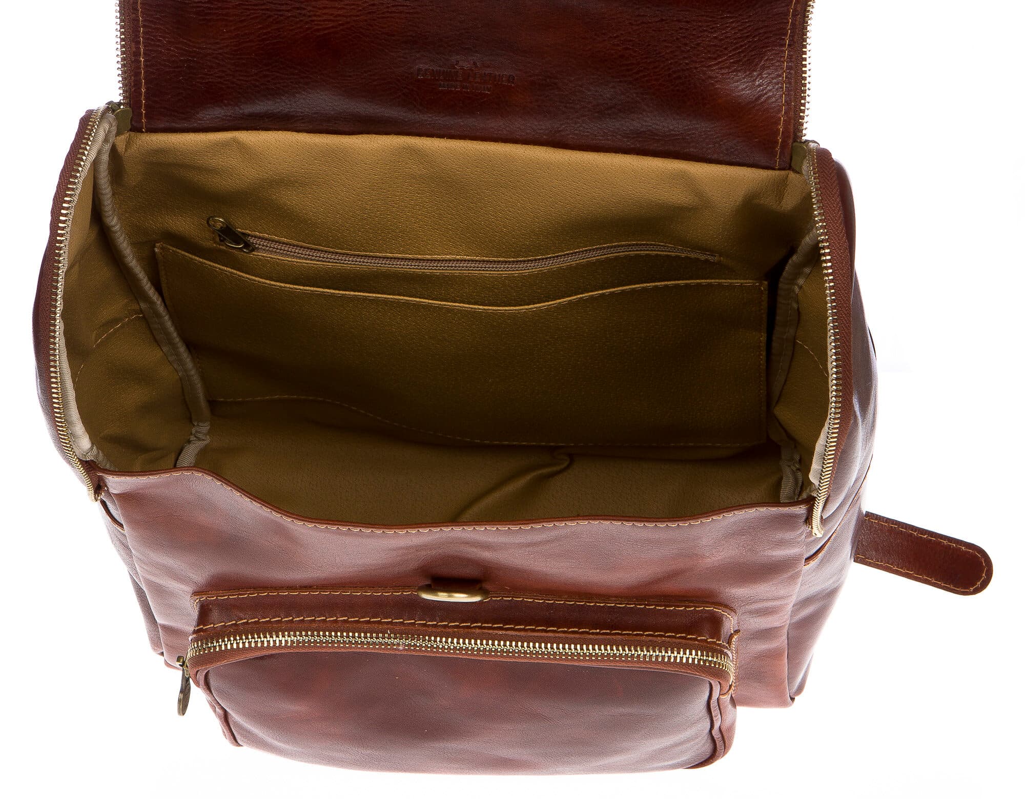 Borsa zaino in vera pelle CHIAROSCURO mod. EVEREST colore MARRONE Made in Italy.