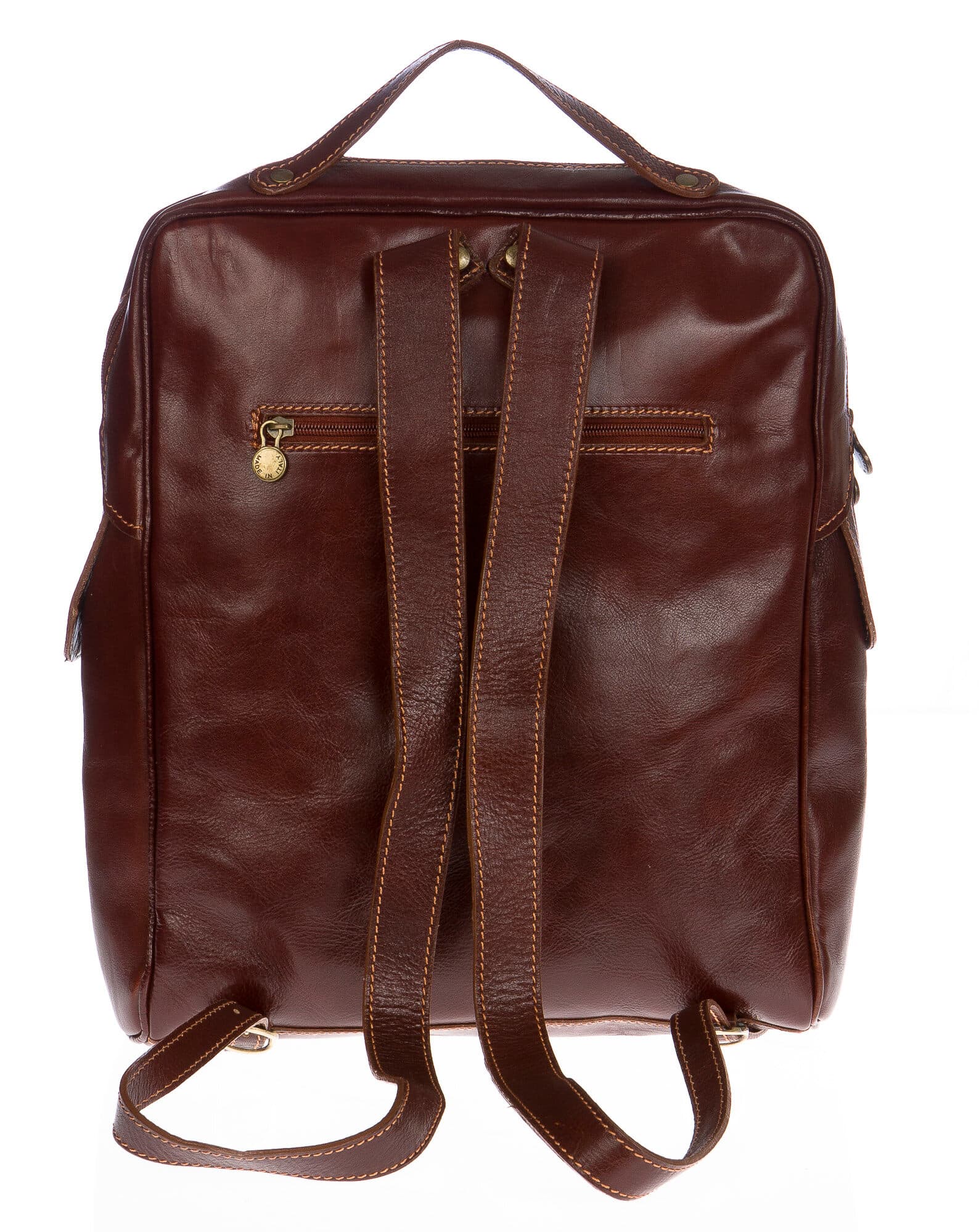 Borsa zaino in vera pelle CHIAROSCURO mod. MONTE BIANCO maxi colore MARRONE Made in Italy.