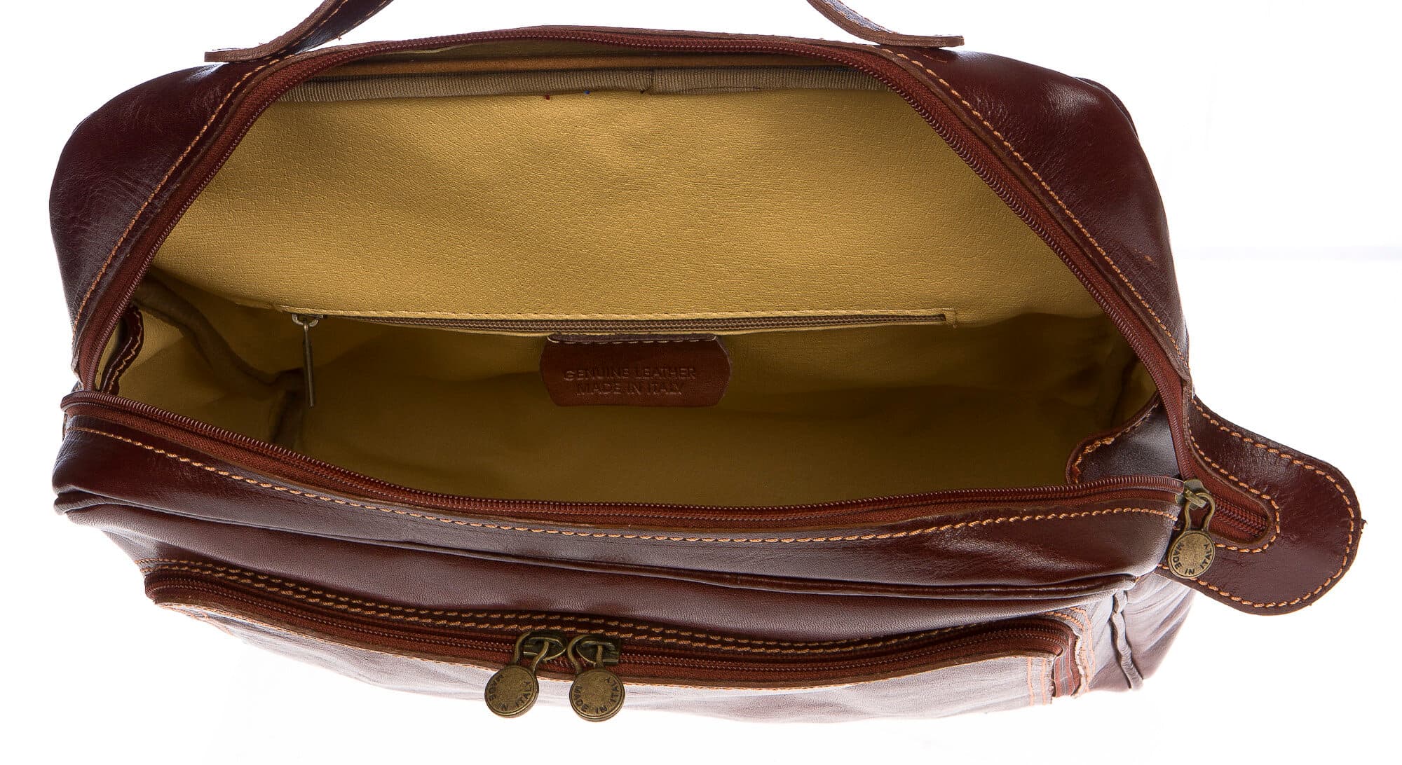 Borsa zaino in vera pelle CHIAROSCURO mod. MONTE BIANCO maxi colore MARRONE Made in Italy.
