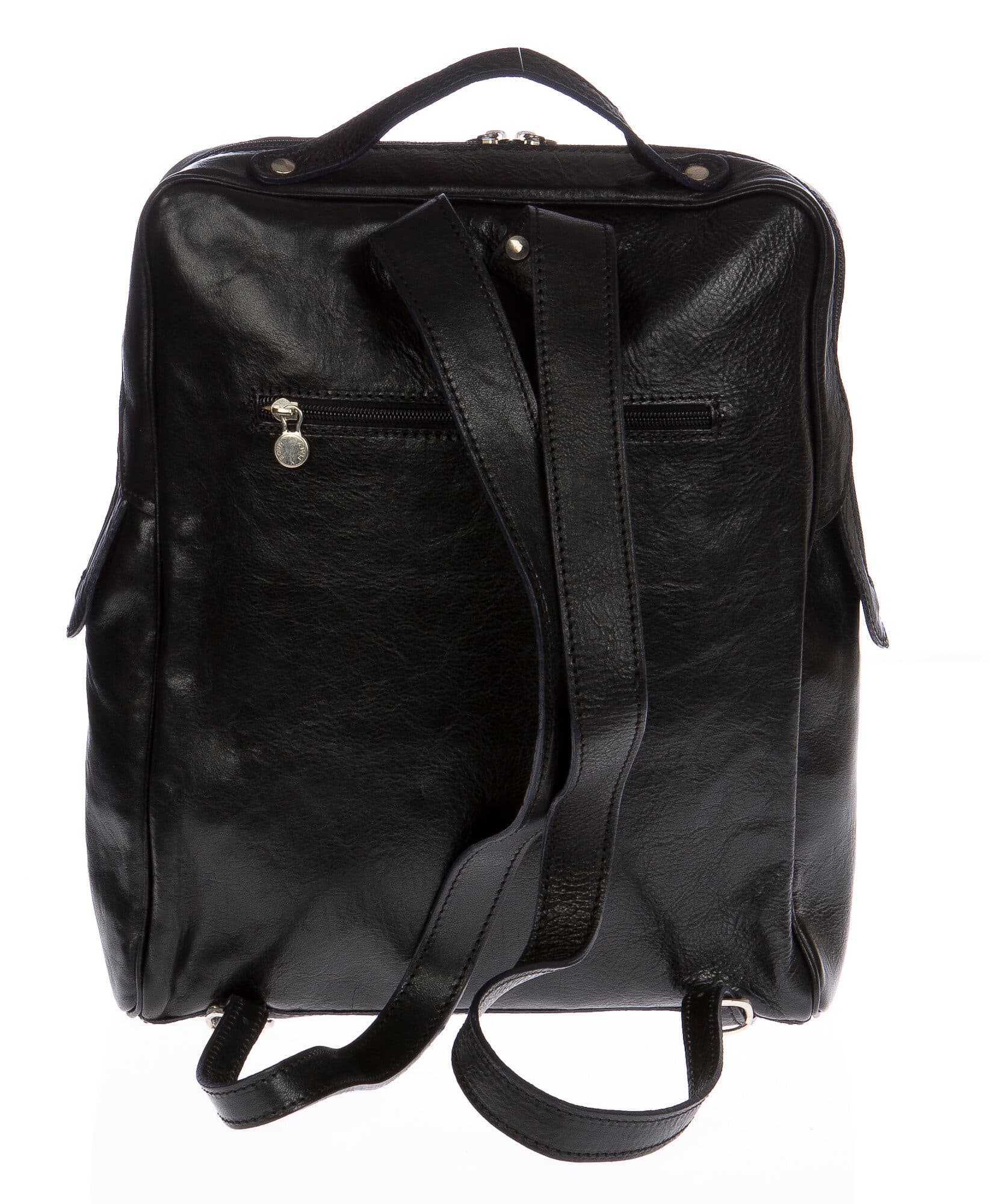 Borsa zaino in vera pelle CHIAROSCURO mod. MONTE BIANCO maxi colore NERO Made in Italy.