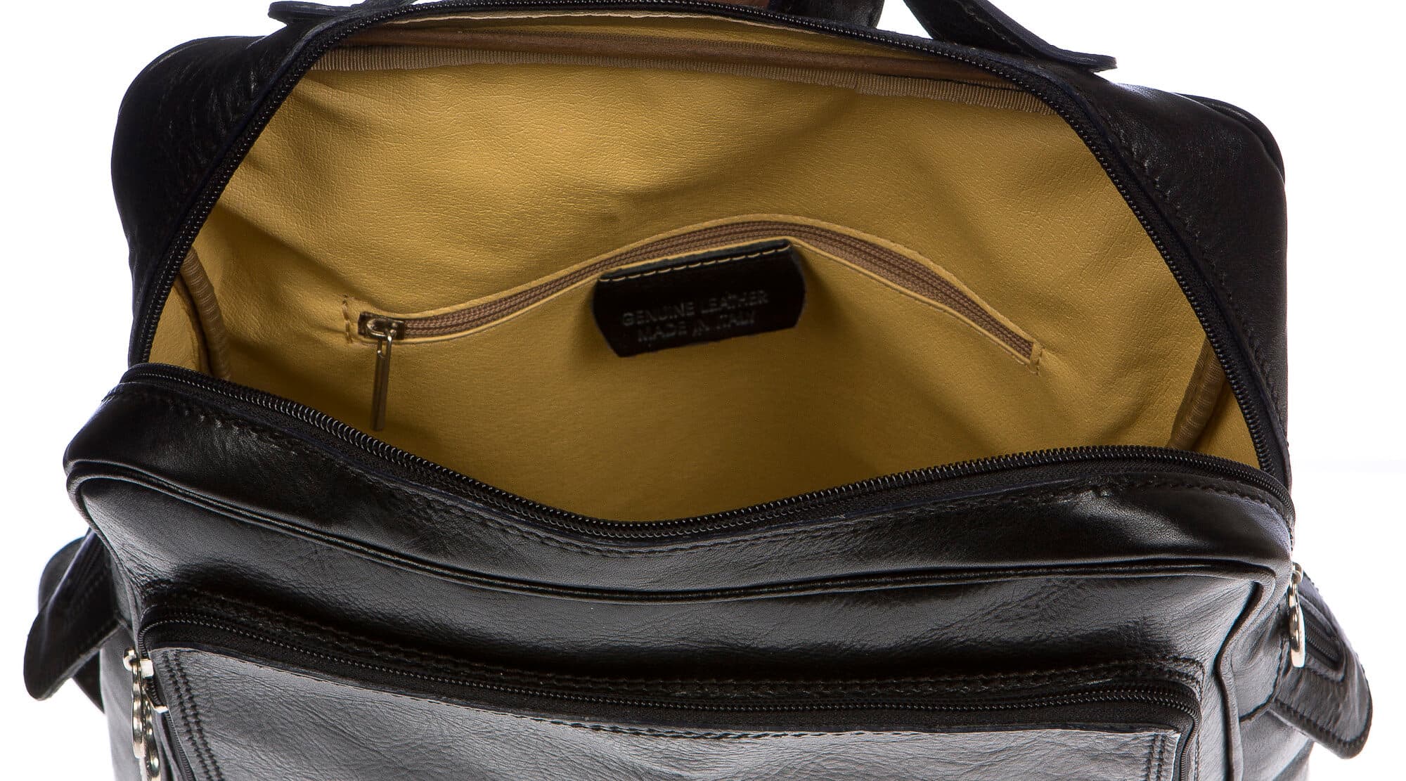 Borsa zaino in vera pelle CHIAROSCURO mod. MONTE BIANCO maxi colore NERO Made in Italy.