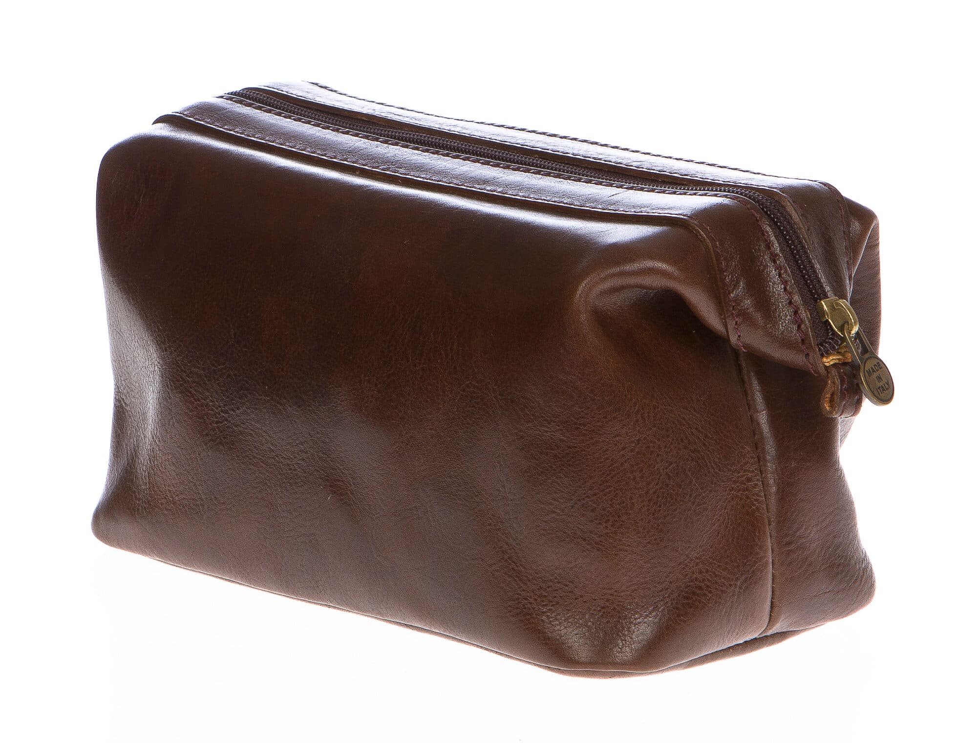 Borsa beauty uomo / donna in vera pelle CHIAROSCURO mod. ENDY colore TESTA DI MORO Made in Italy