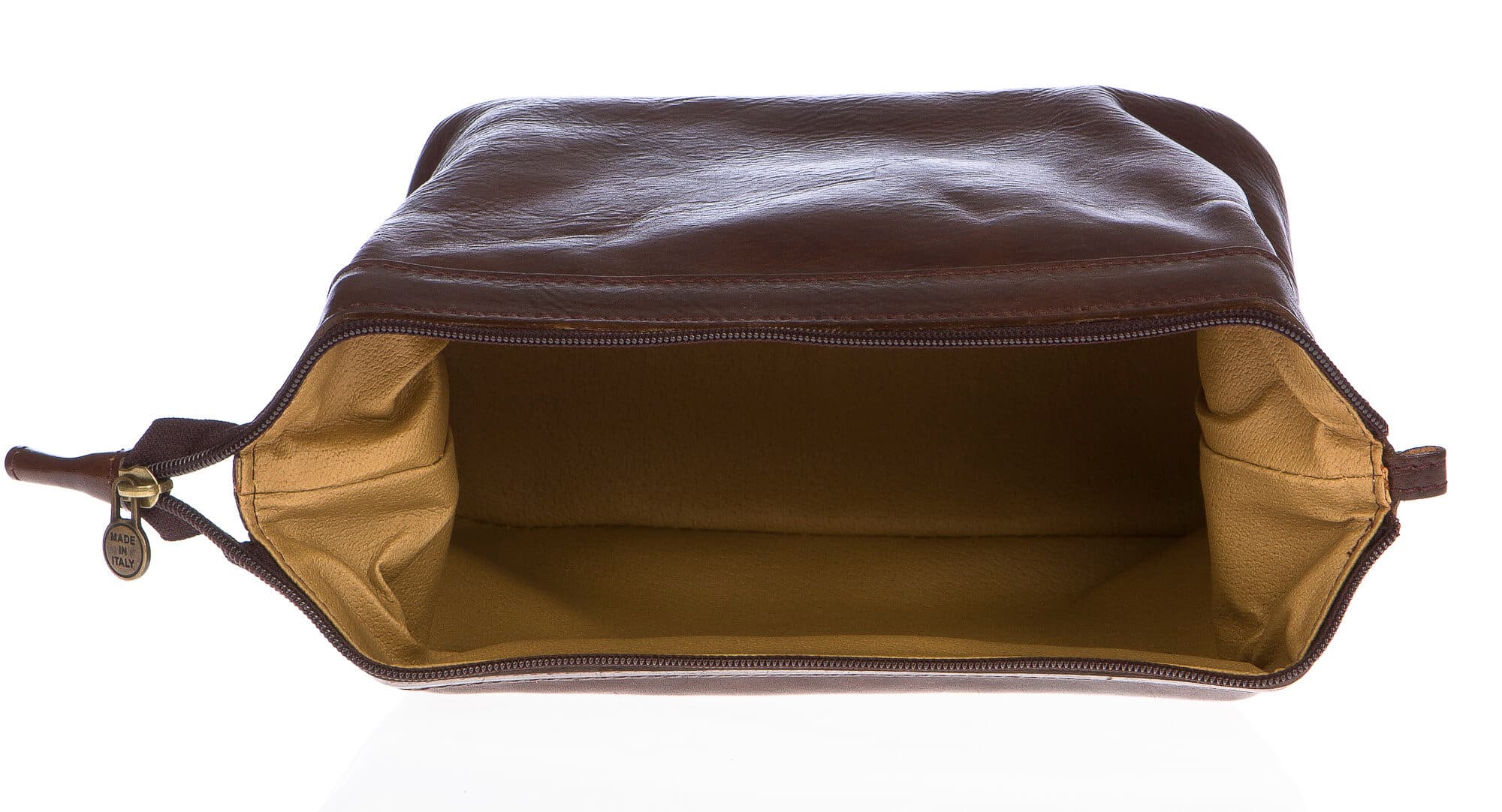 Borsa beauty uomo / donna in vera pelle CHIAROSCURO mod. ENDY colore TESTA DI MORO Made in Italy